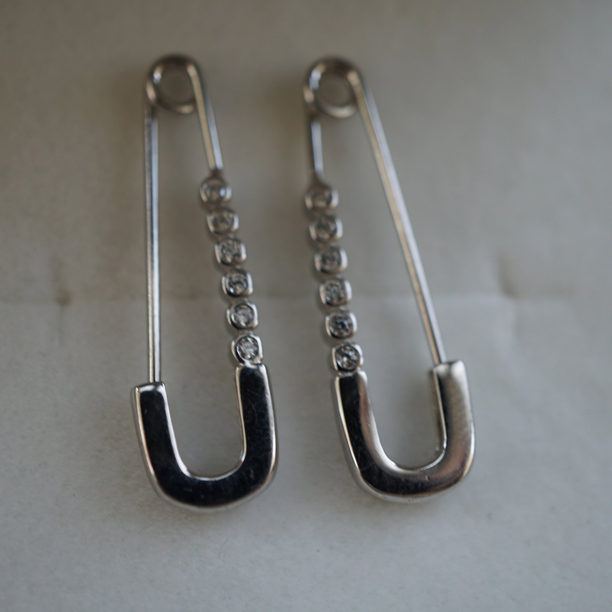 Safety Pin Earrings With Cubic Zirconias