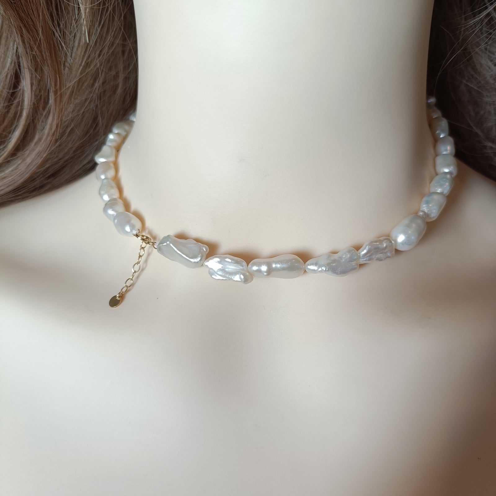 White Keshi Pearl Necklace, Real Pearls, Organic Irregular Strand