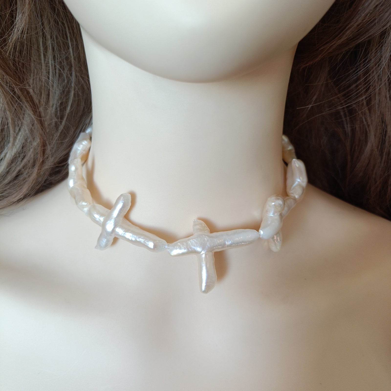 Cross Necklace with Real Pearls, Elegant Faith Jewelry