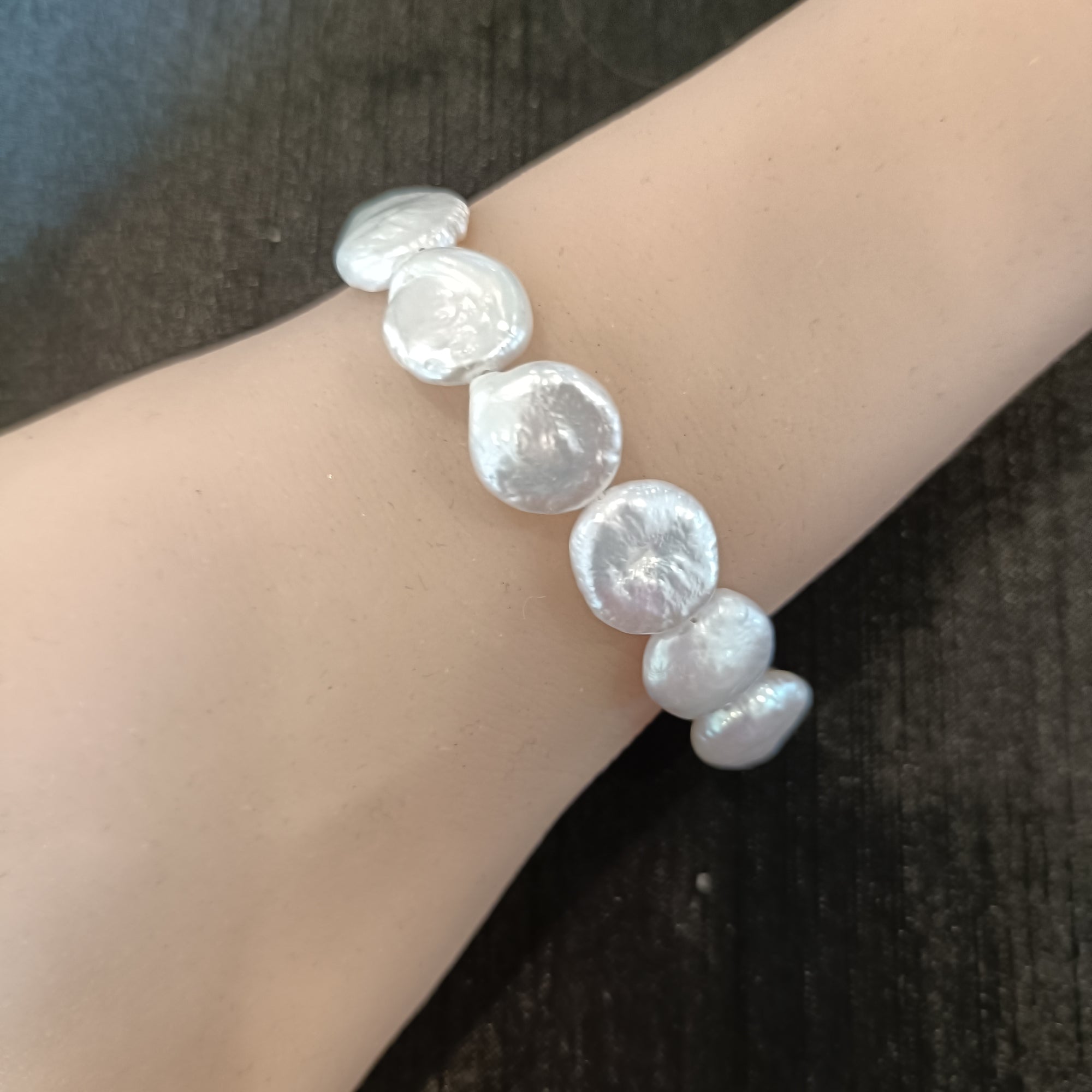 Coin Pearl Bracelet, Real Freshwater Pearls