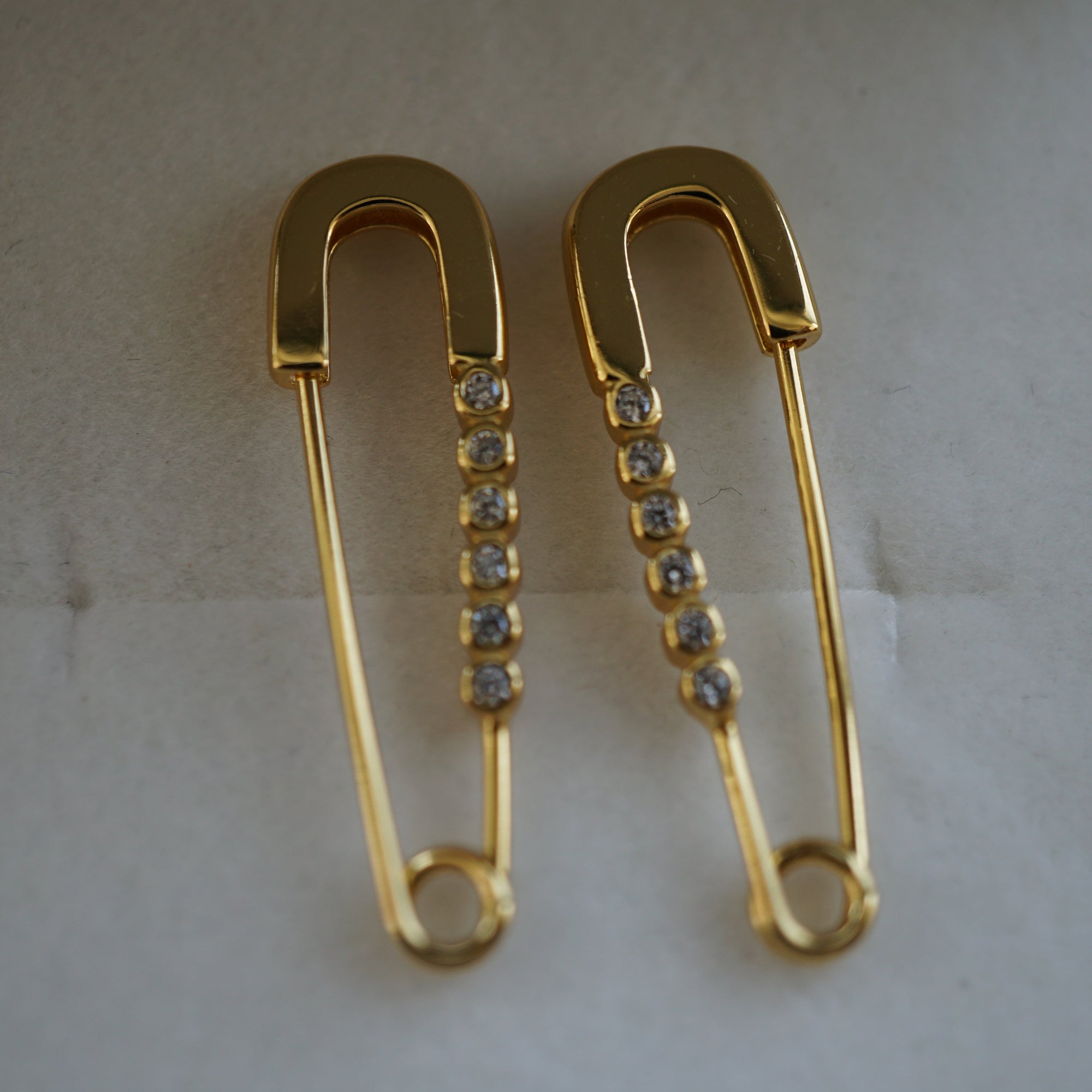 Safety Pin Earrings With Cubic Zirconias