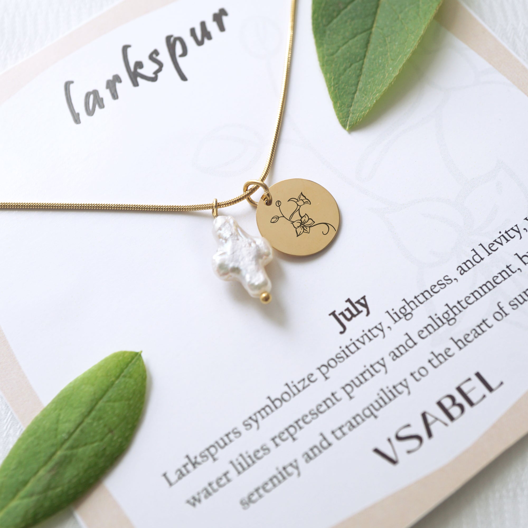 Customized cross pearl necklace, engraved birth flower necklace, freshwater pearl