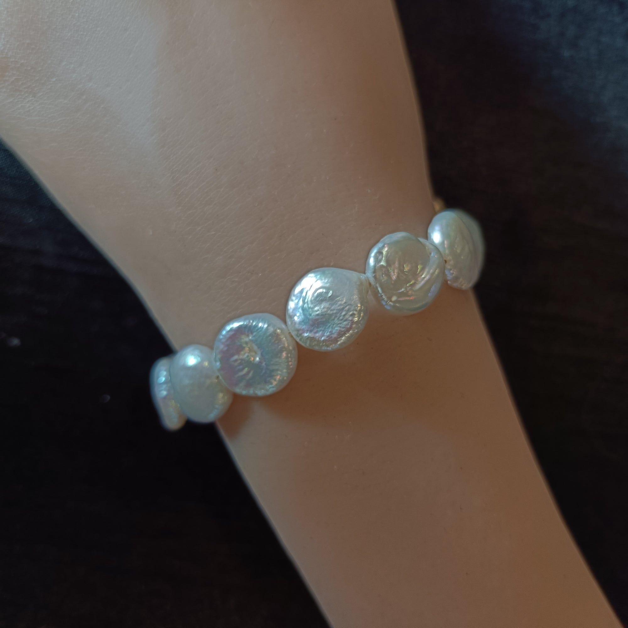 Coin Pearl Bracelet, Real Freshwater Pearls
