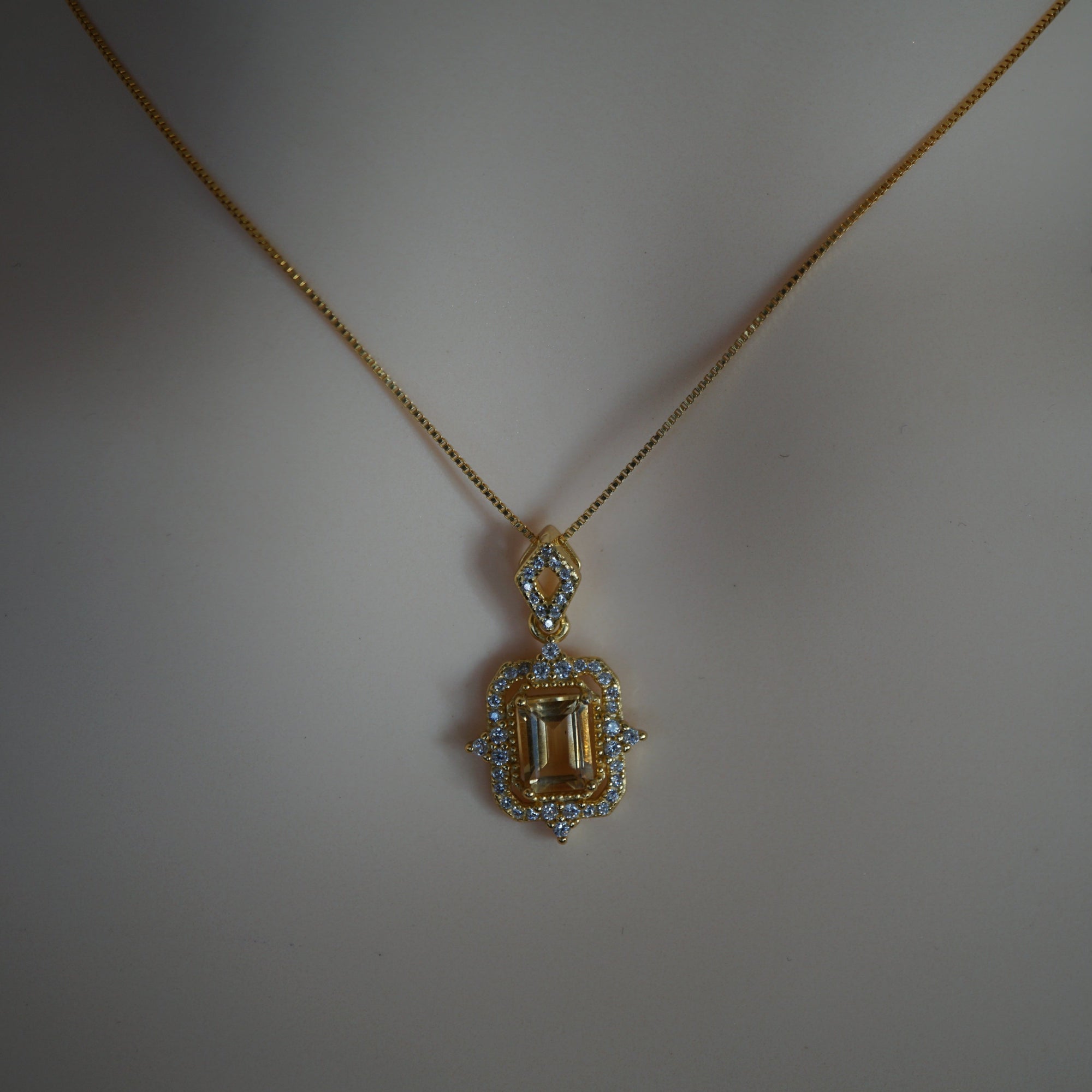 Classic Citrine Pendant Necklace in Sterling Silver