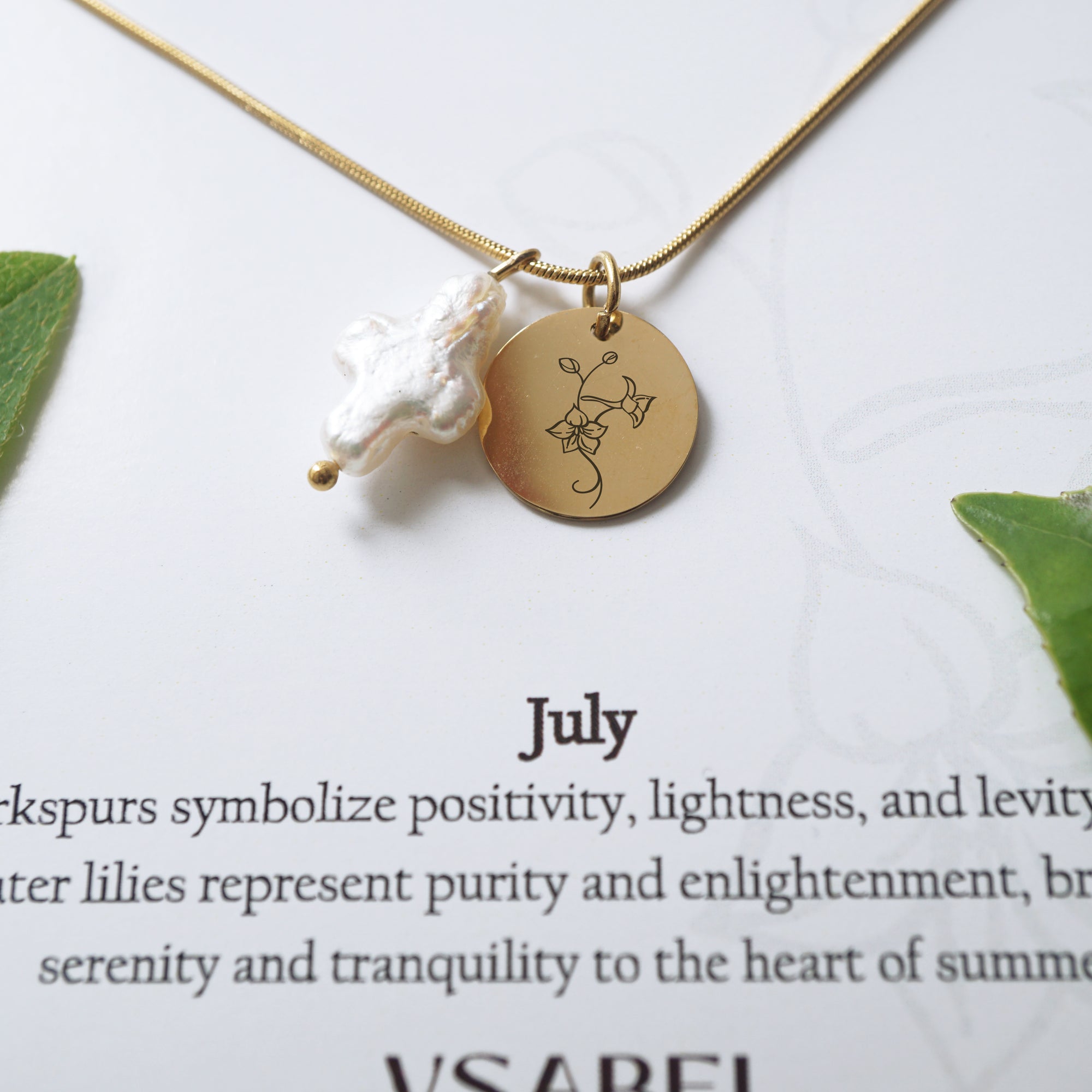 Customized cross pearl necklace, engraved birth flower necklace, freshwater pearl