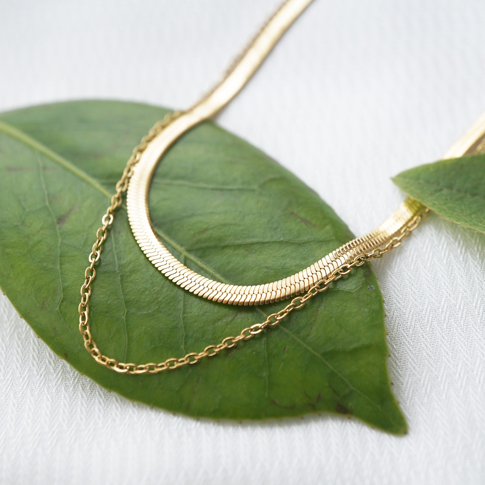 Double layers chain, set of two chains, minimalist necklace