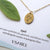 Customized oval tag necklace, engraved birth flower necklace