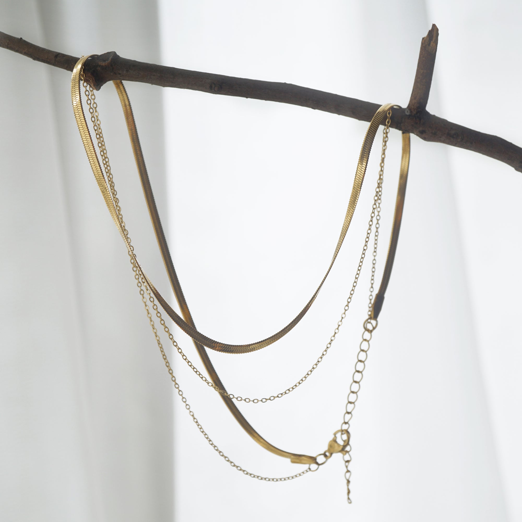Double layers chain, set of two chains, minimalist necklace