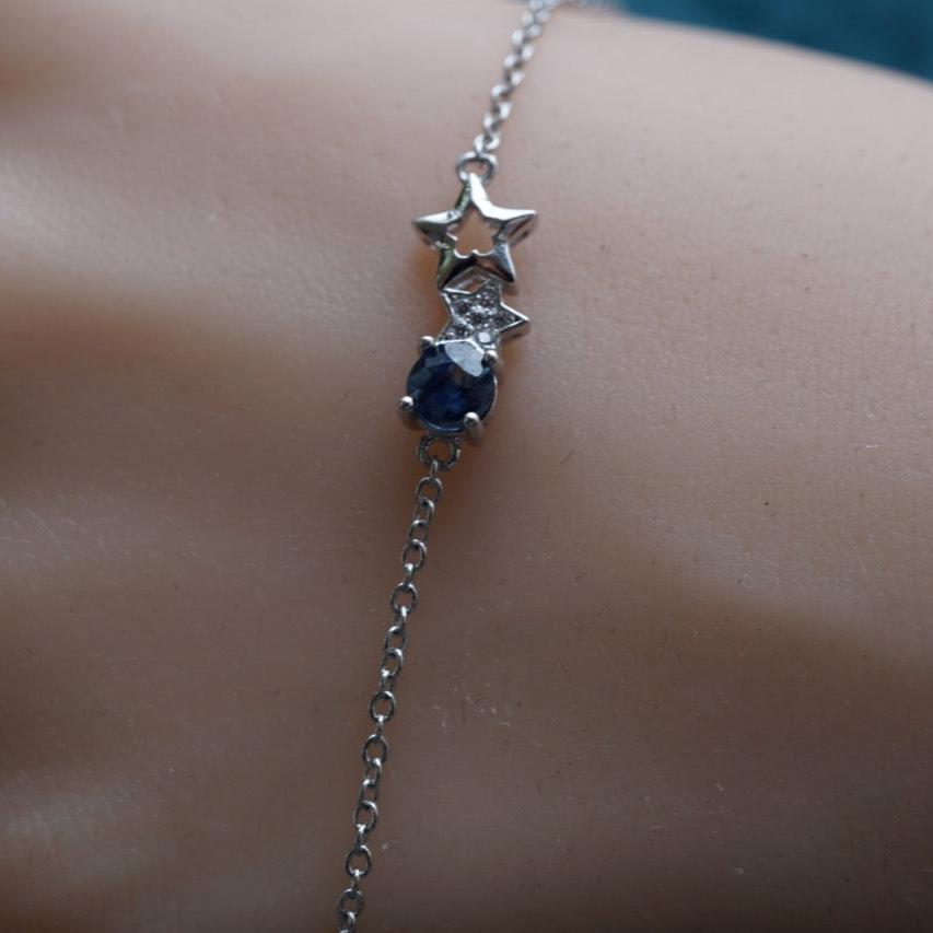 Star Sapphire Gemstone Bracelet in Sterling Silver
