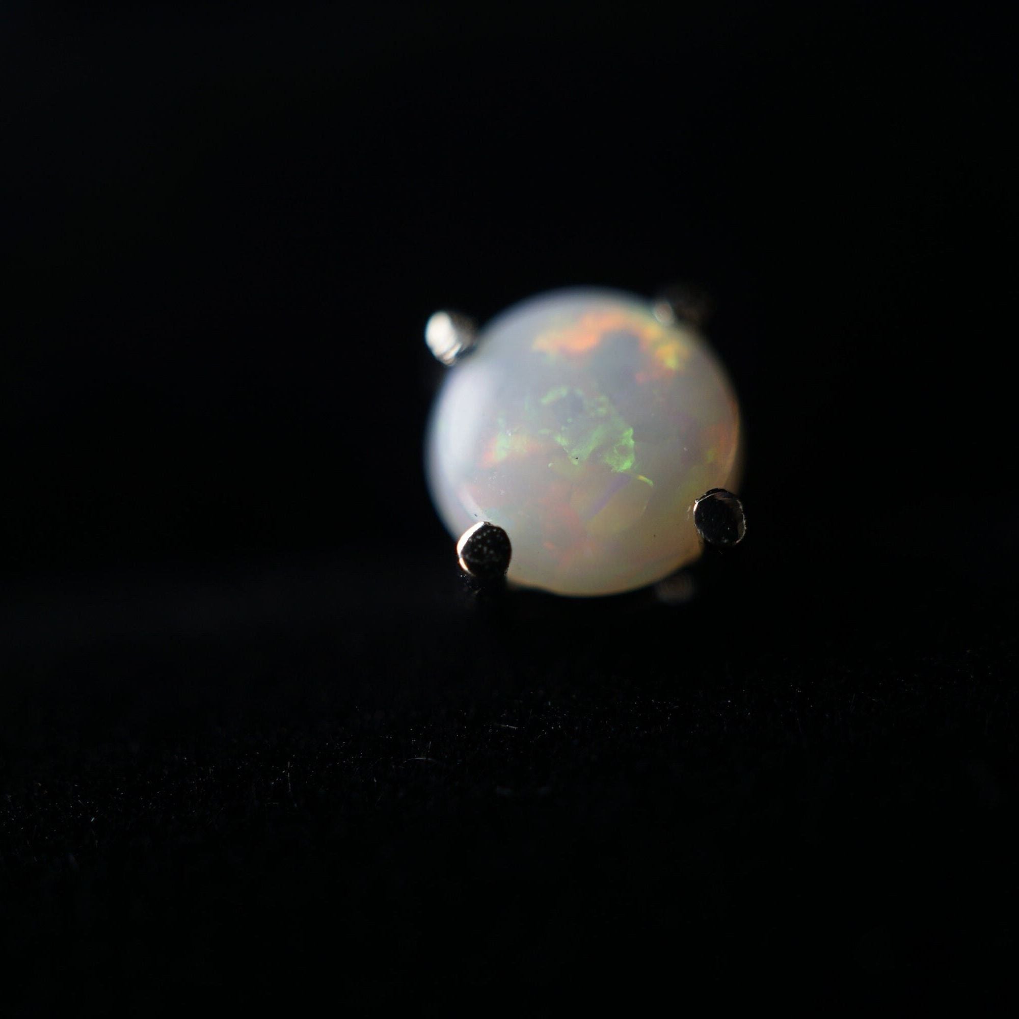 18k white gold round 5mm crystal opal earring studs-Vsabel Jewellery