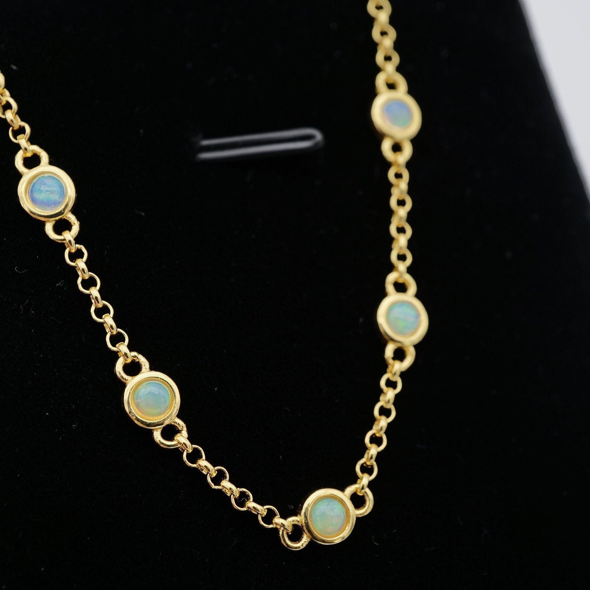 925 gold vermeil ethiopian opal bracelet-Vsabel Jewellery