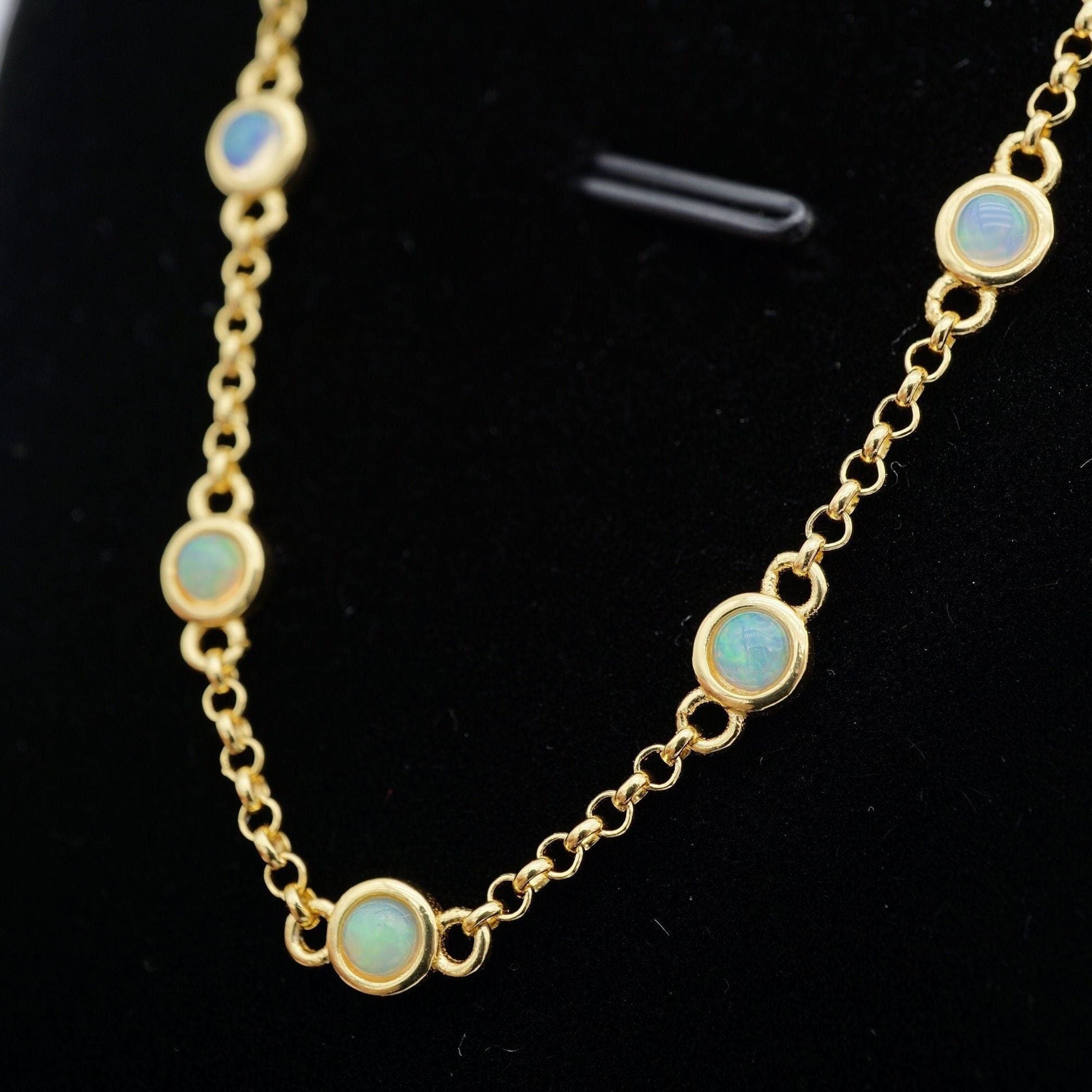 925 gold vermeil ethiopian opal bracelet-Vsabel Jewellery