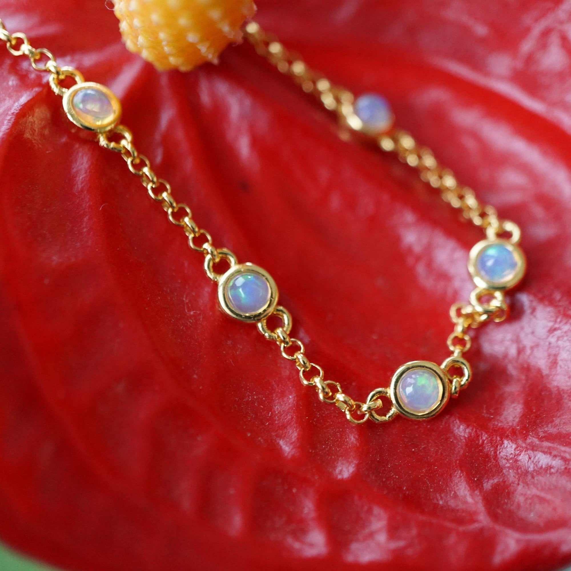 925 gold vermeil ethiopian opal bracelet-Vsabel Jewellery
