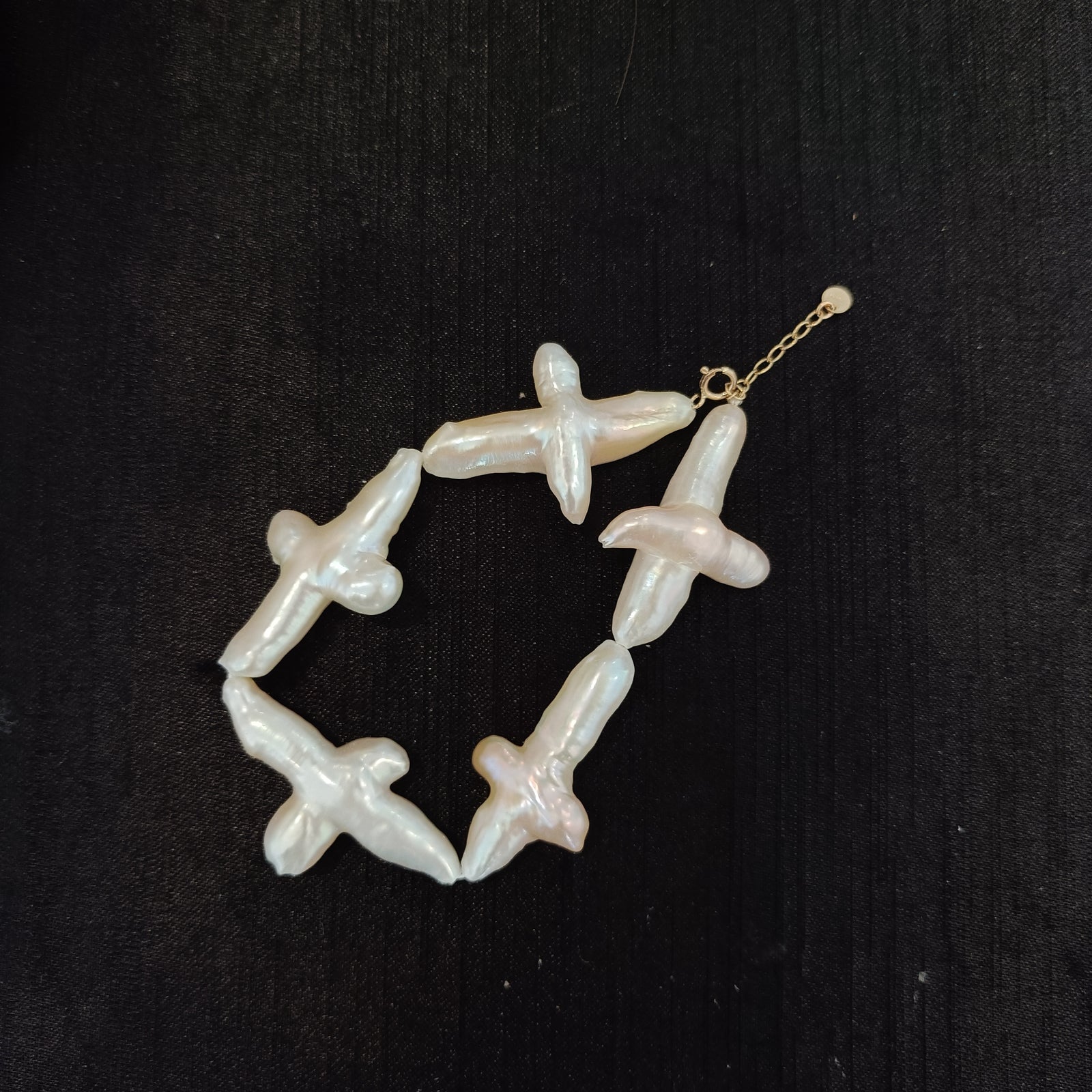 Cross Baroque Pearl Bracelet, Real Freshwater Pearls