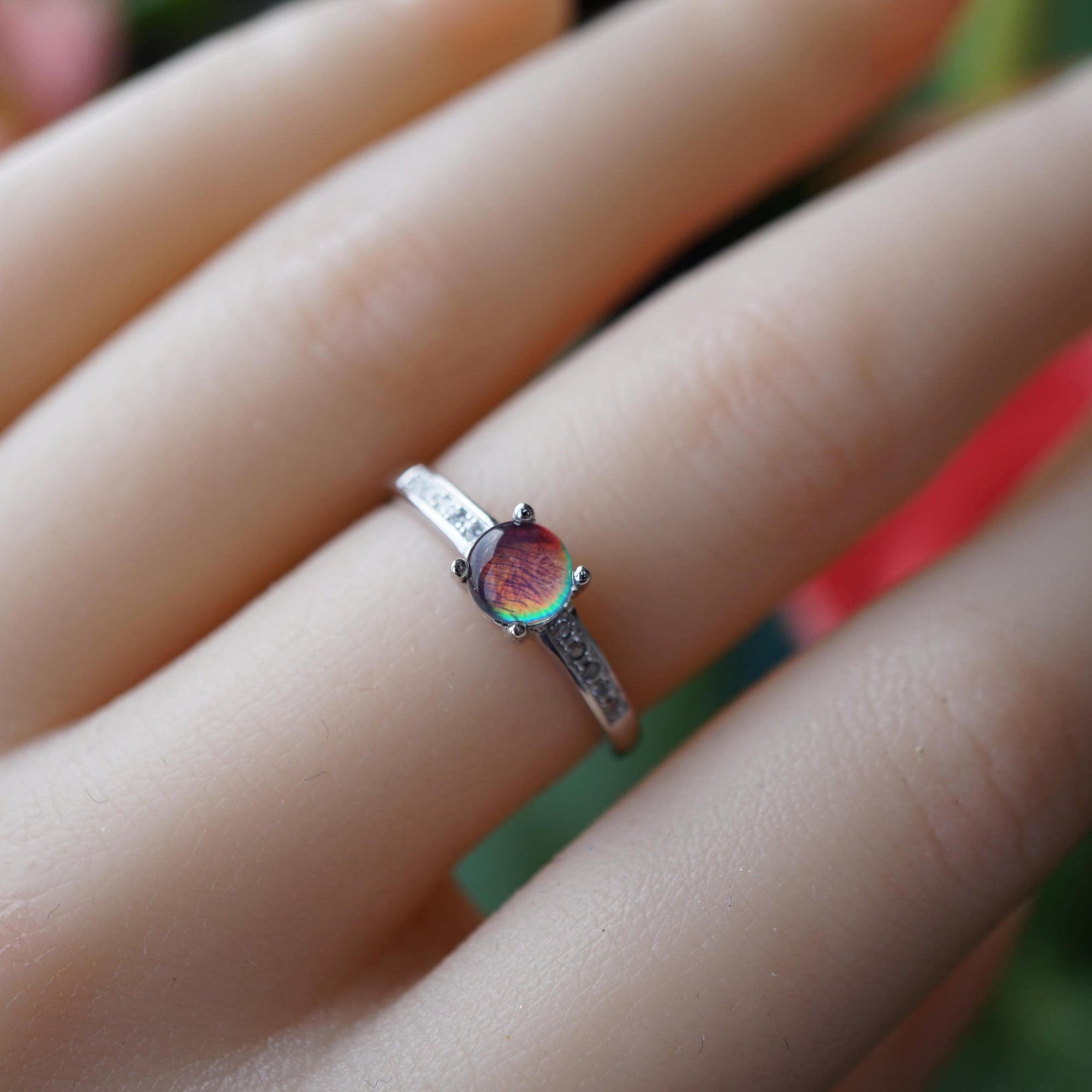 Aurora Australian Opal Ring, Elegant Handmade Jewelry