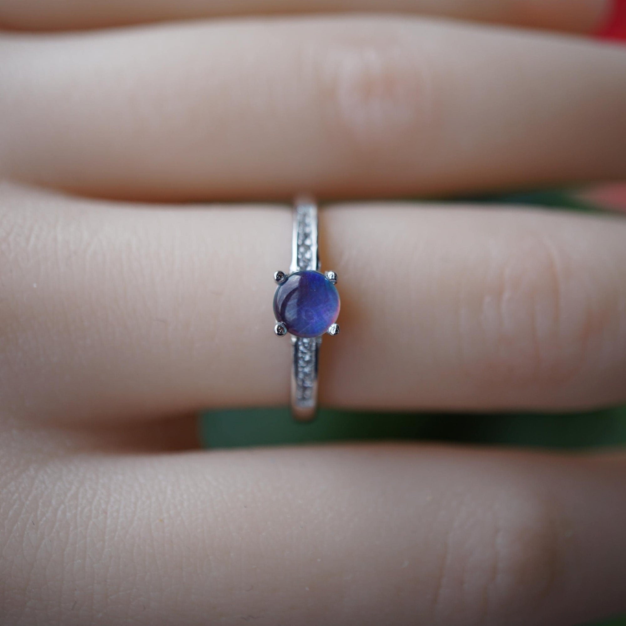 Aurora Australian Opal Ring, Elegant Handmade Jewelry