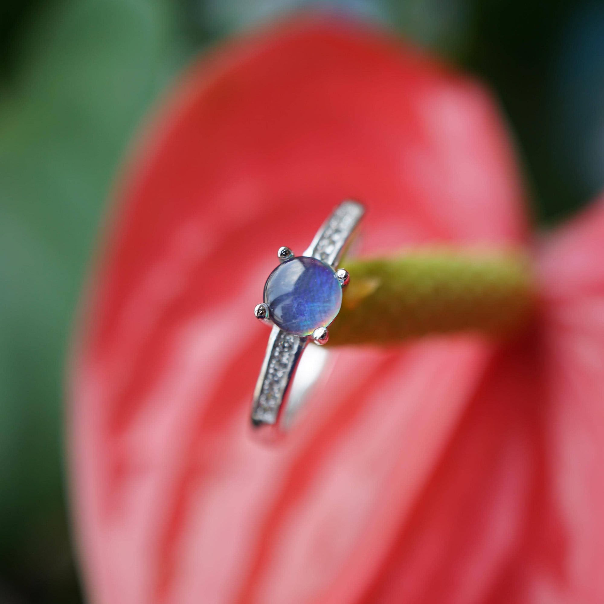 Aurora Australian Opal Ring, Elegant Handmade Jewelry