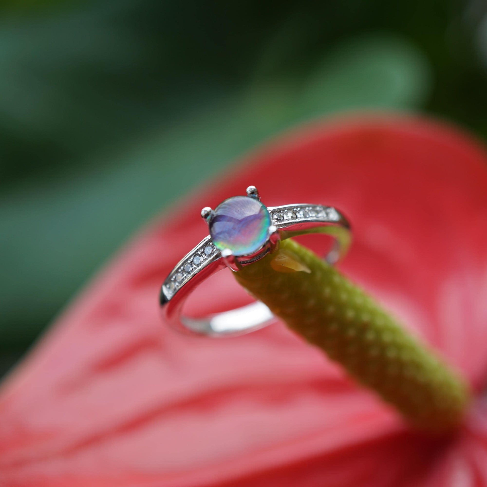 Aurora Australian Opal Ring, Elegant Handmade Jewelry