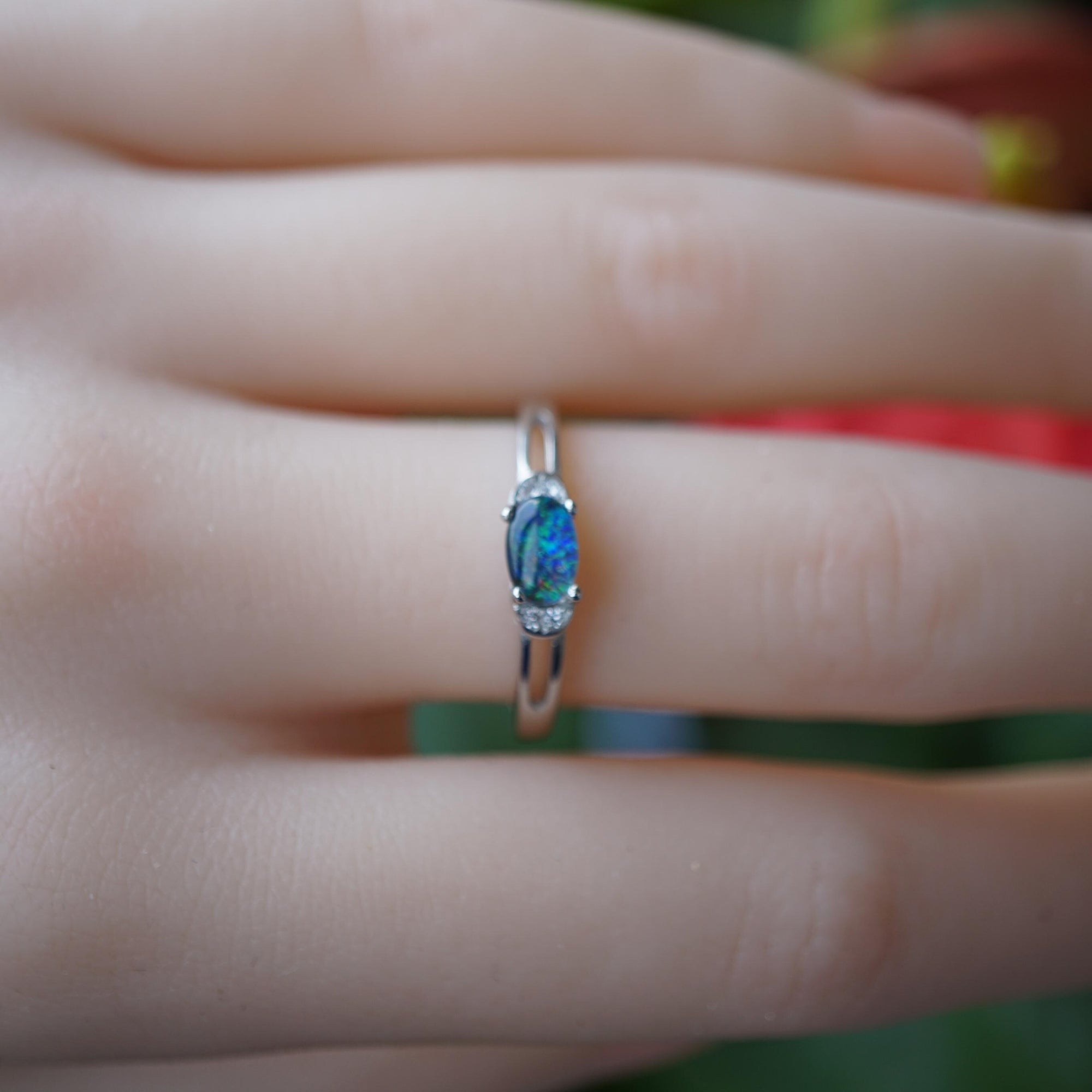 Simple Oval Triplet Opal Ring, Elegant Australian Jewelry