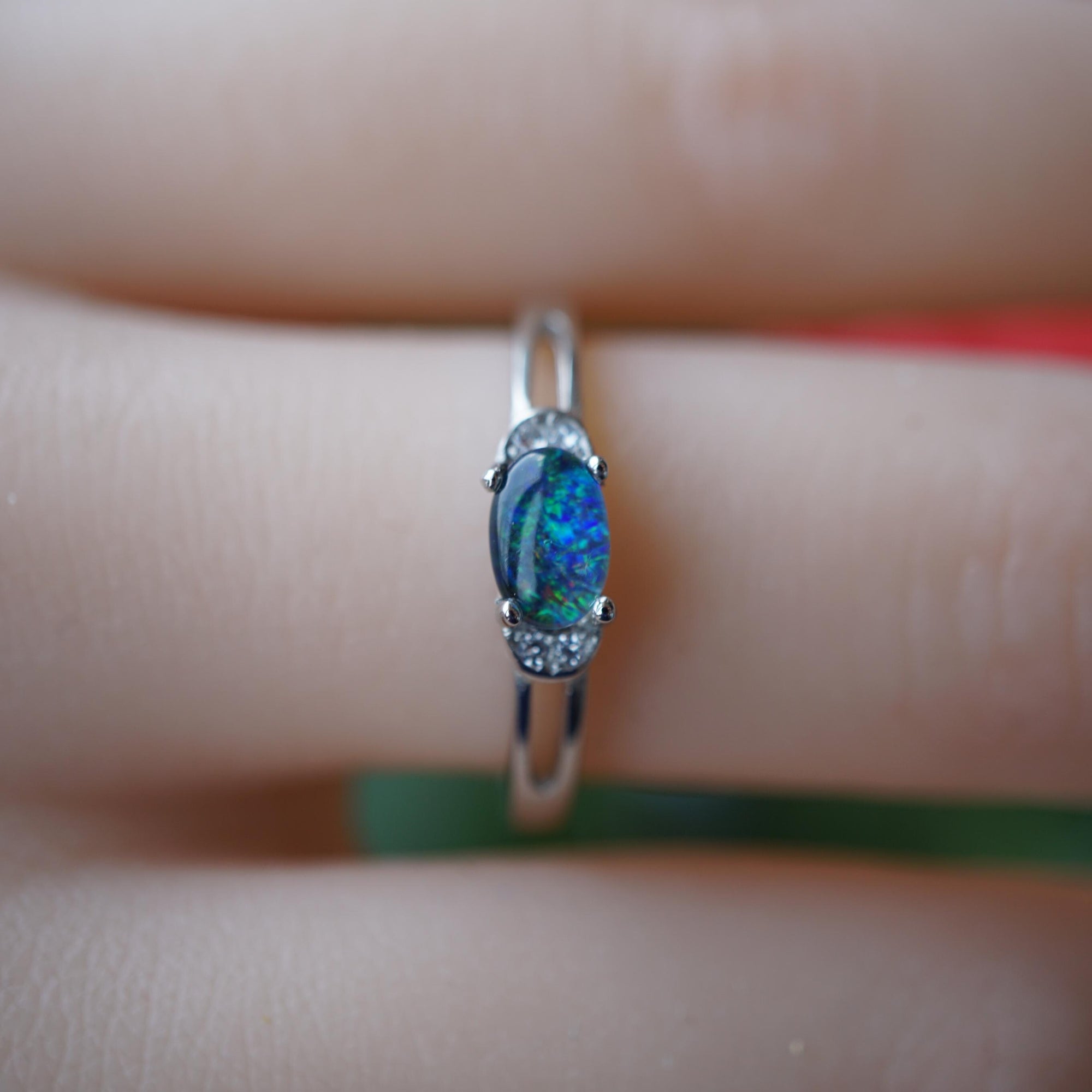 Simple Oval Triplet Opal Ring, Elegant Australian Jewelry