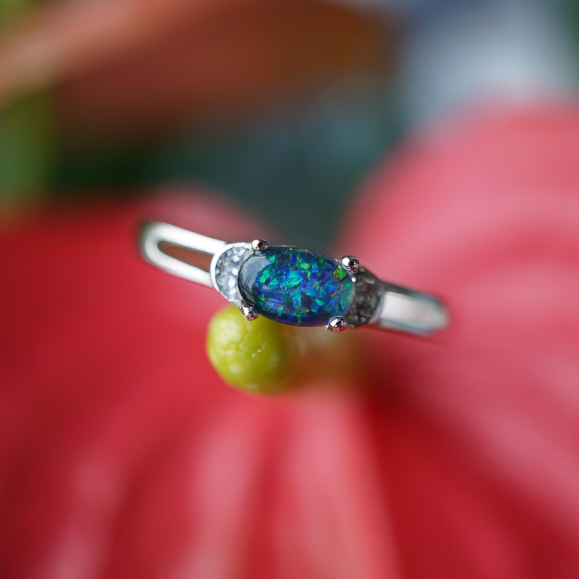 Simple Oval Triplet Opal Ring, Elegant Australian Jewelry