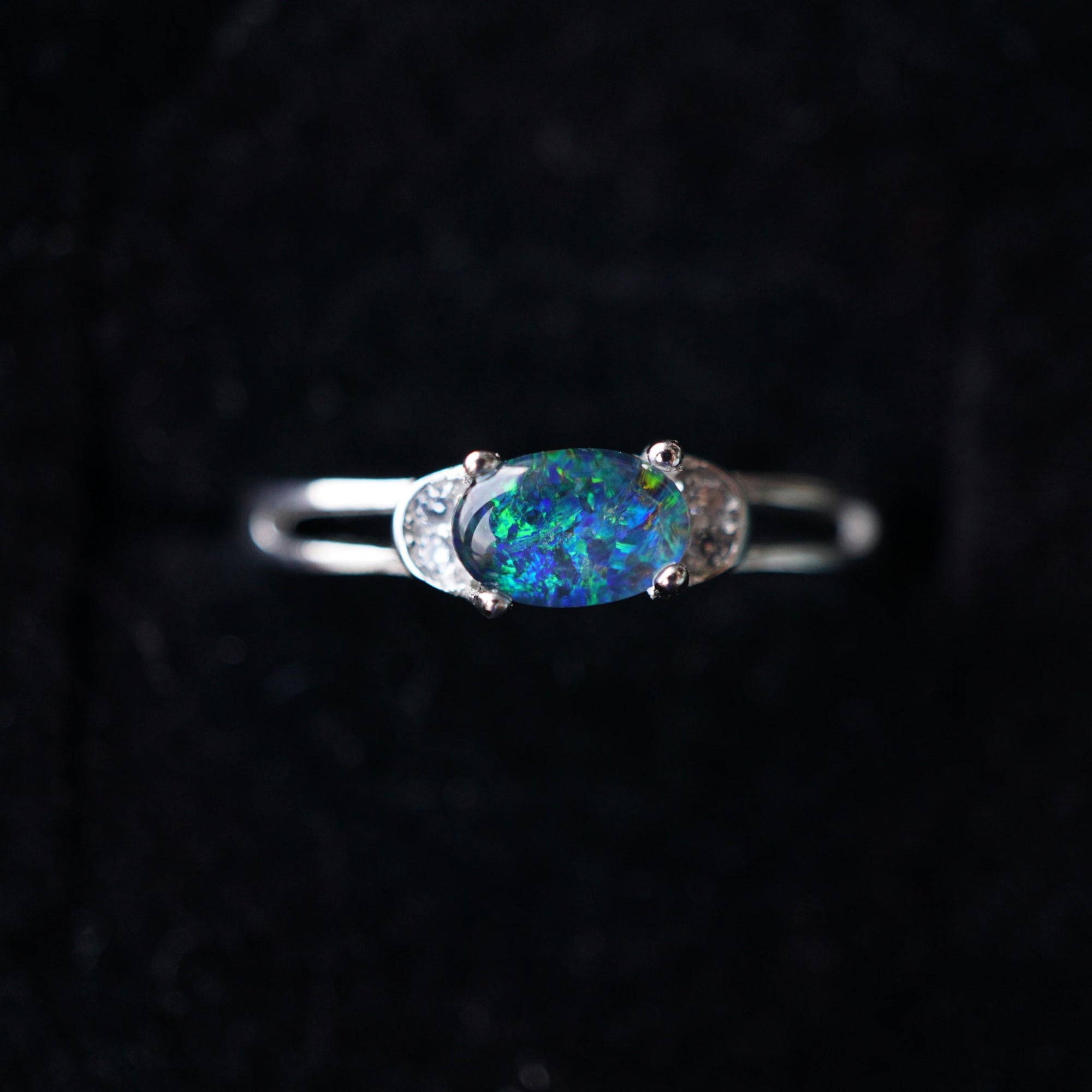 Simple Oval Triplet Opal Ring, Elegant Australian Jewelry