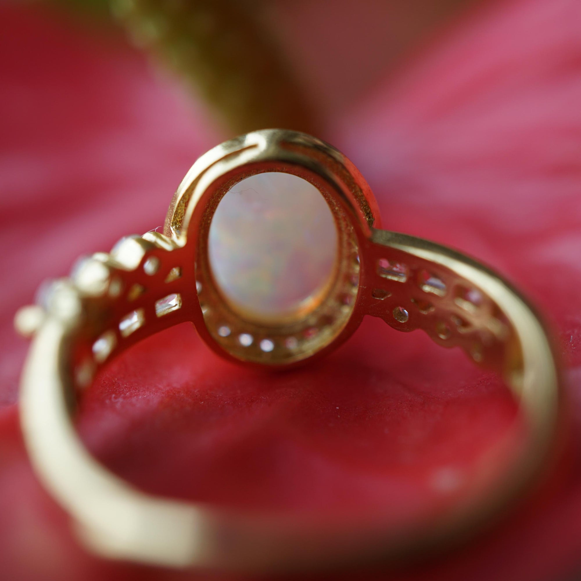 Australian Crystal Opal Ring in 18k Gold Plated Over 925 Sterling Silver