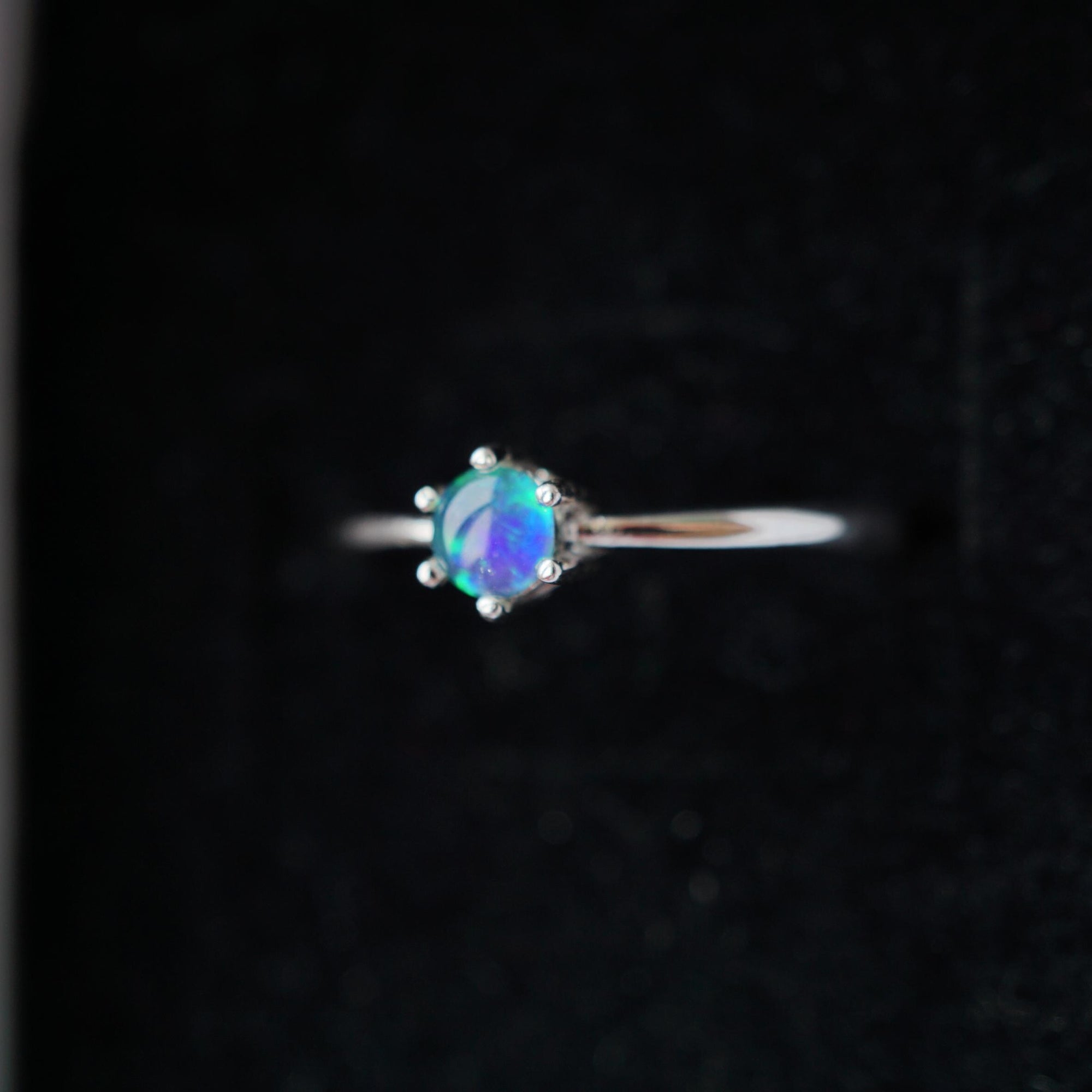 Blue Australian opal ring