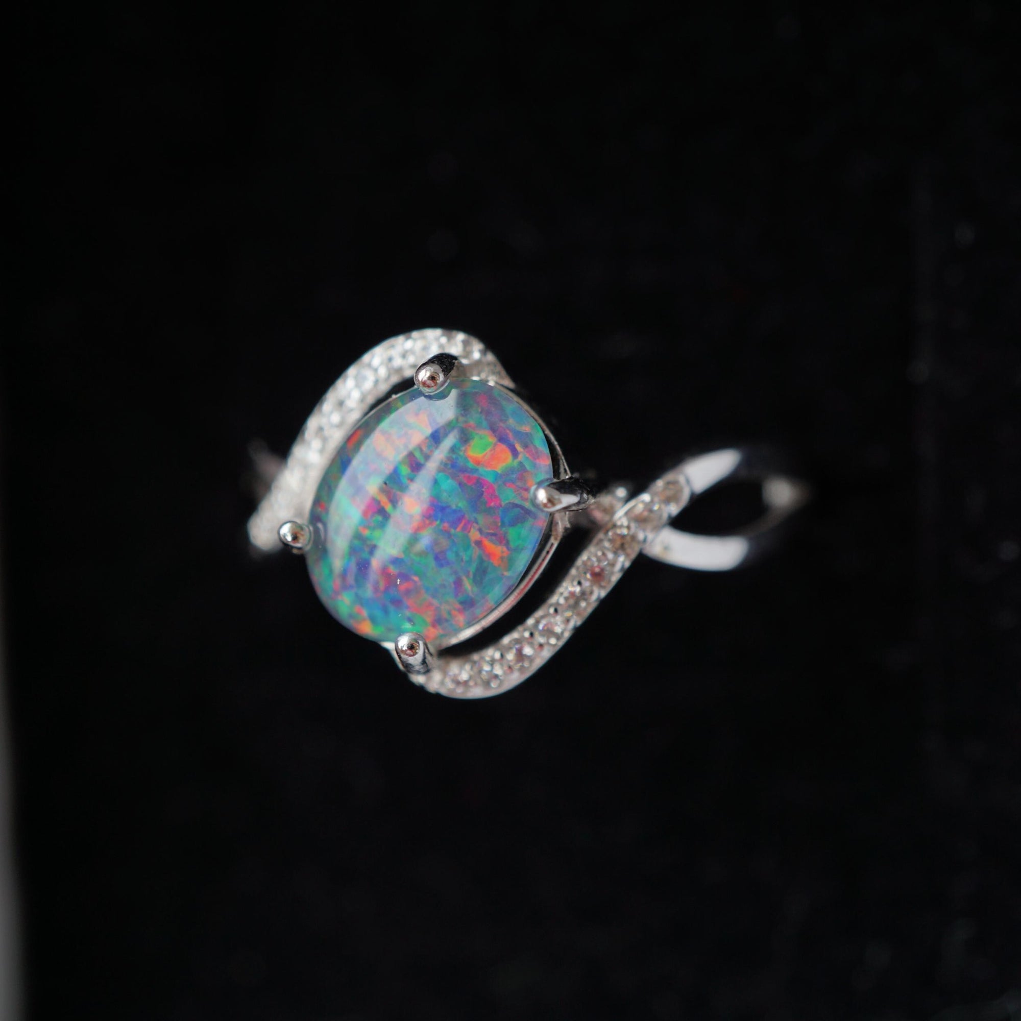 Natural Twisted Australian Opal Ring - Unique Handmade Jewelry