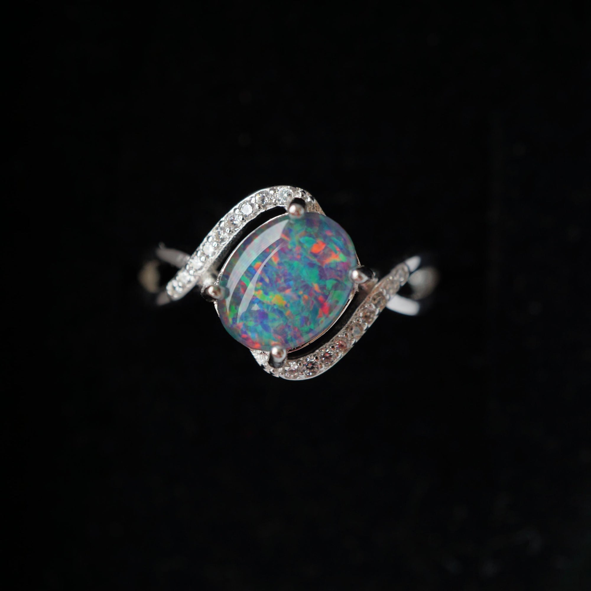 Natural Twisted Australian Opal Ring - Unique Handmade Jewelry