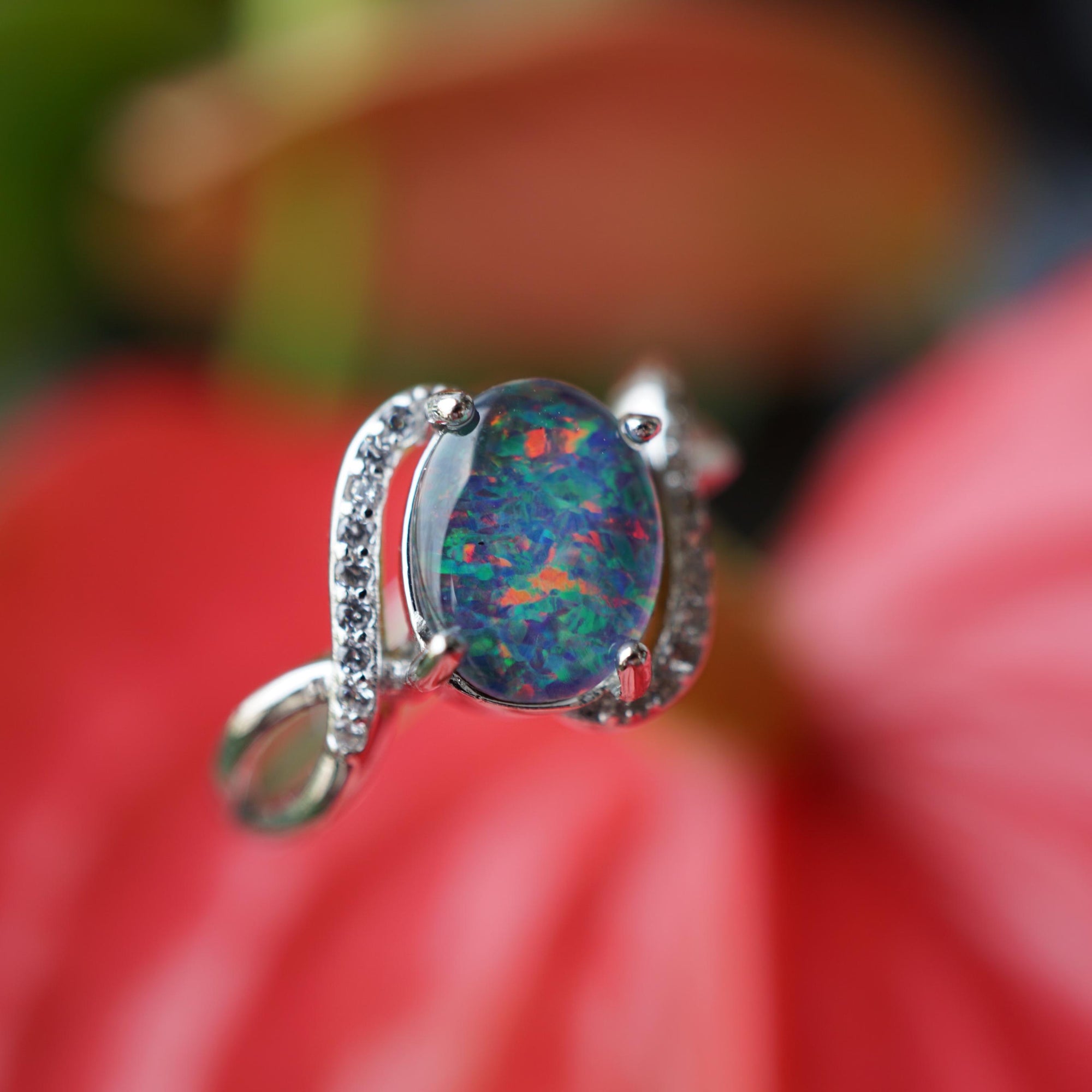 Natural Twisted Australian Opal Ring - Unique Handmade Jewelry