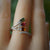 Triple Stone Tourmaline Ring, Dainty Gemstone Stacking Jewelry
