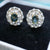 Blue Sapphire Halo Stud Earrings in Sterling Silver