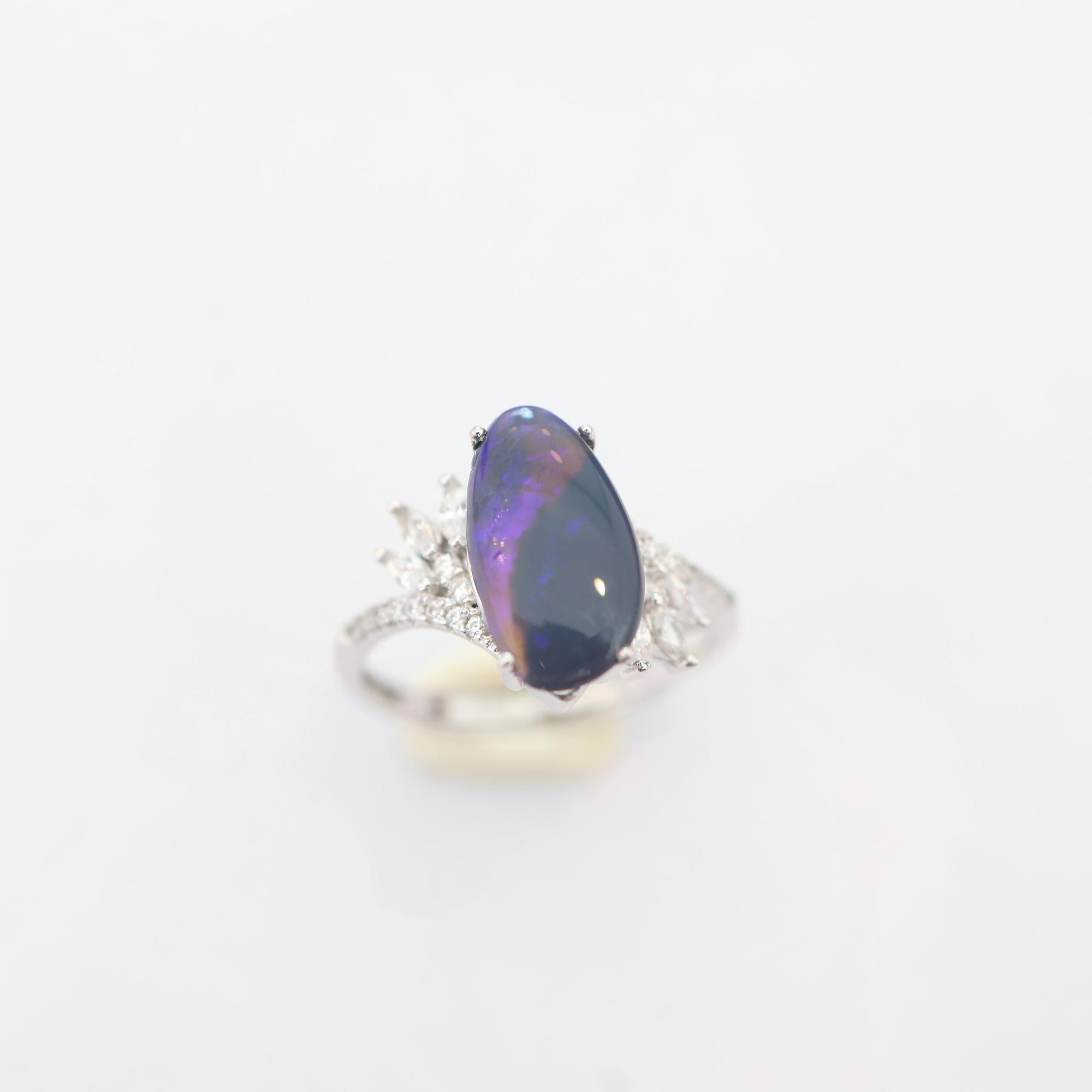 Purple Black Opal Ring In 925 Sterling Silver