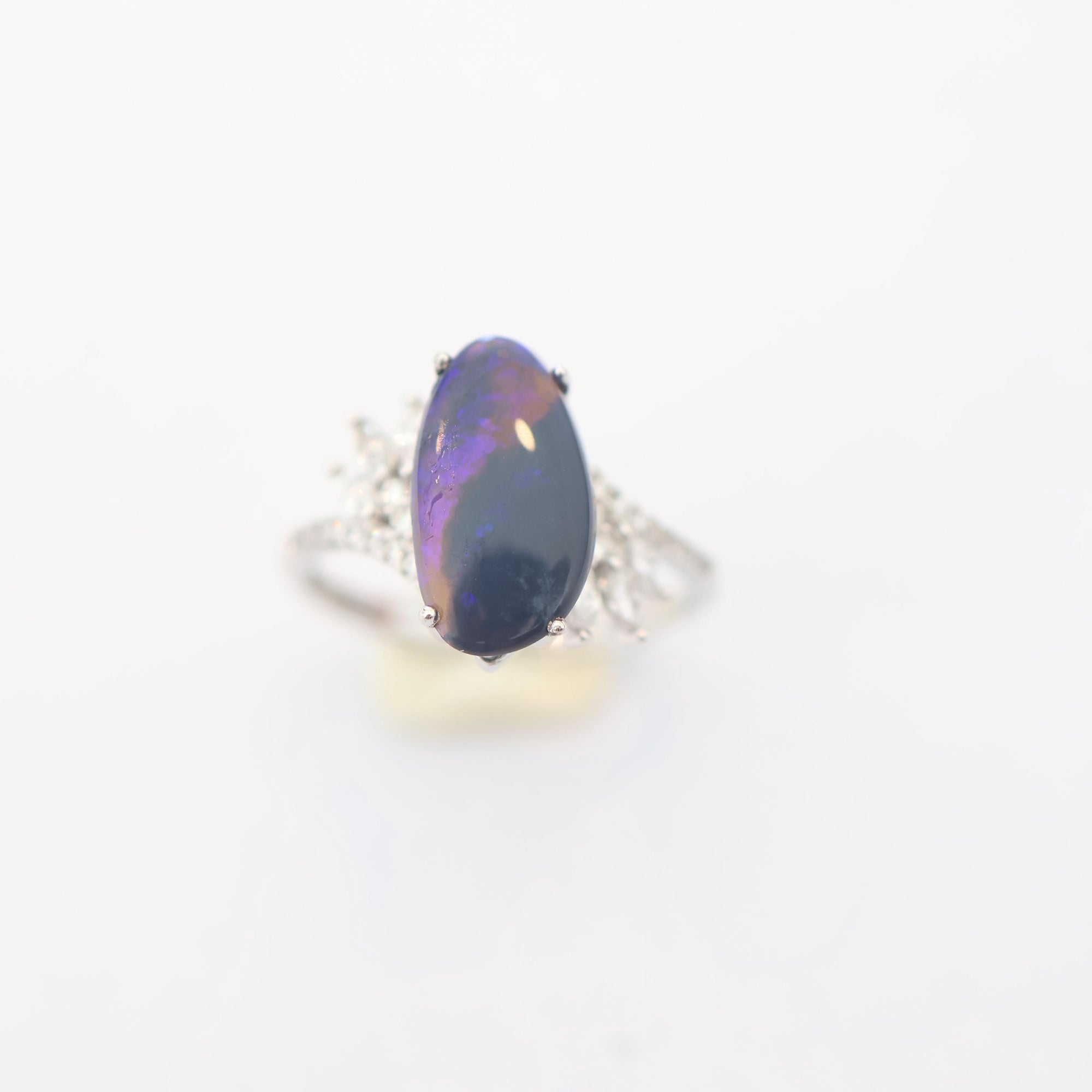 Purple Black Opal Ring In 925 Sterling Silver