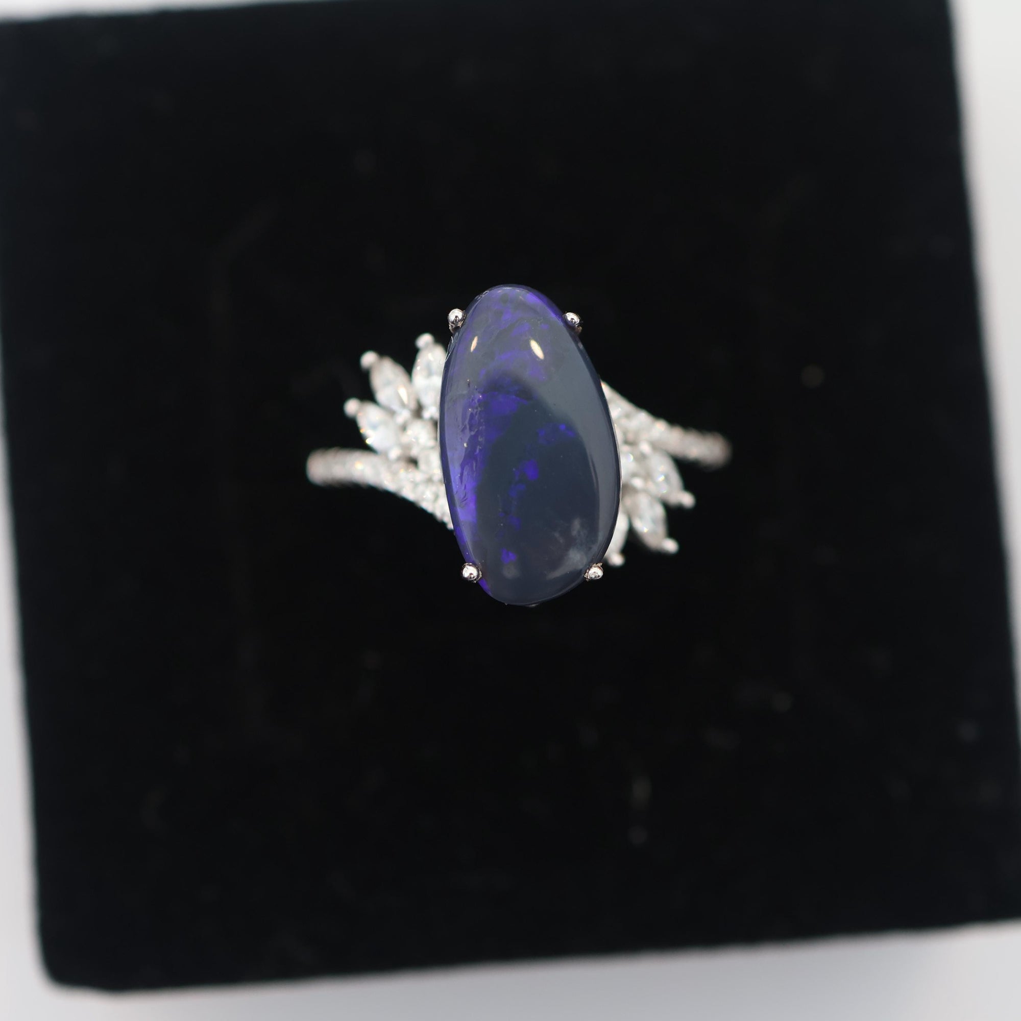 Purple Black Opal Ring In 925 Sterling Silver