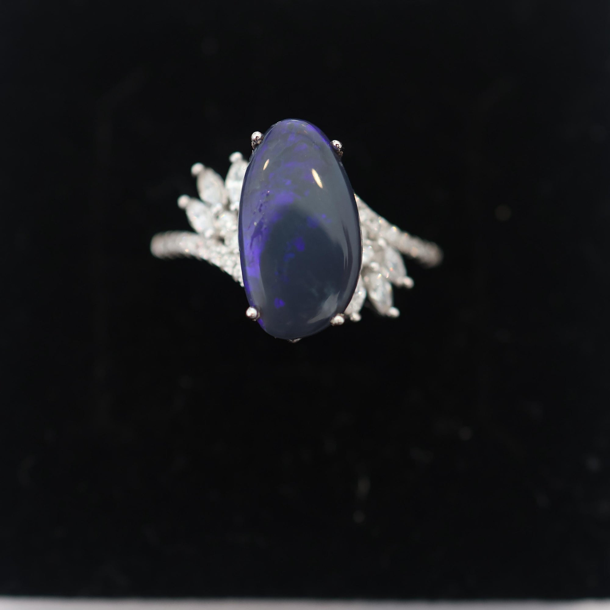 Purple Black Opal Ring In 925 Sterling Silver