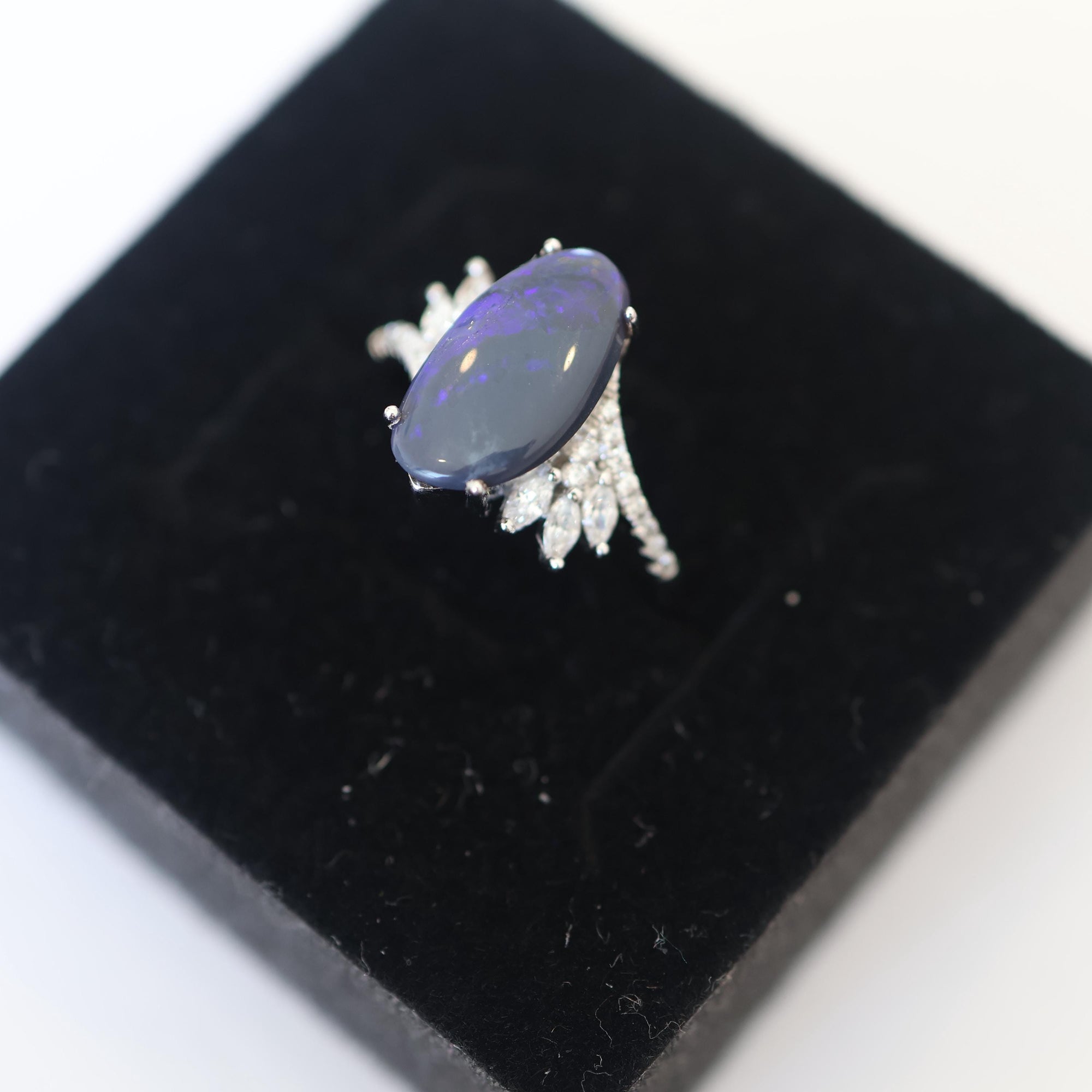 Purple Black Opal Ring In 925 Sterling Silver