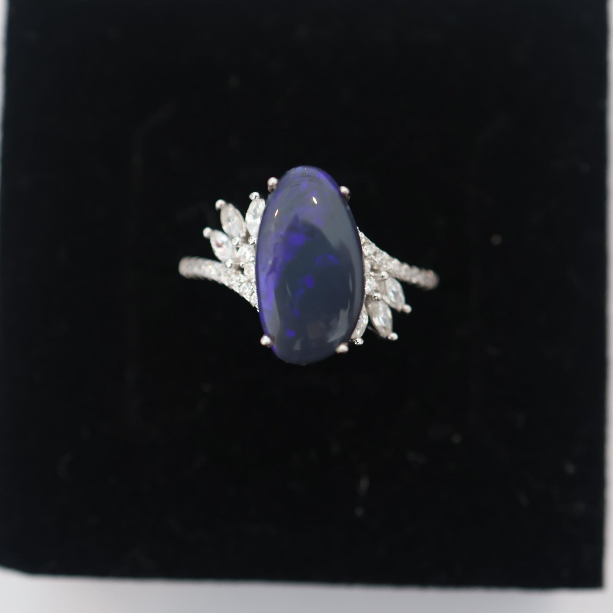 Purple Black Opal Ring In 925 Sterling Silver