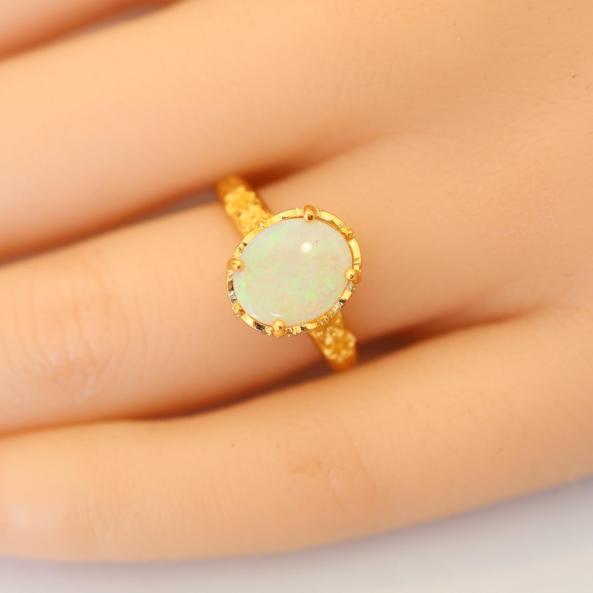 Green Australian Opal Ring