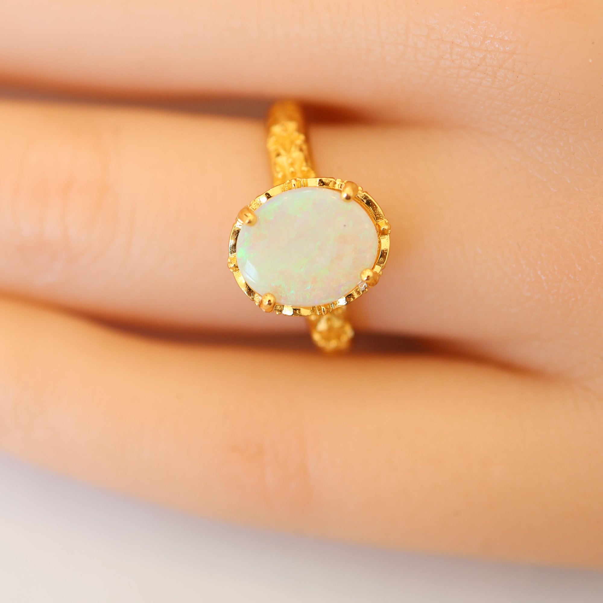 Green Australian Opal Ring