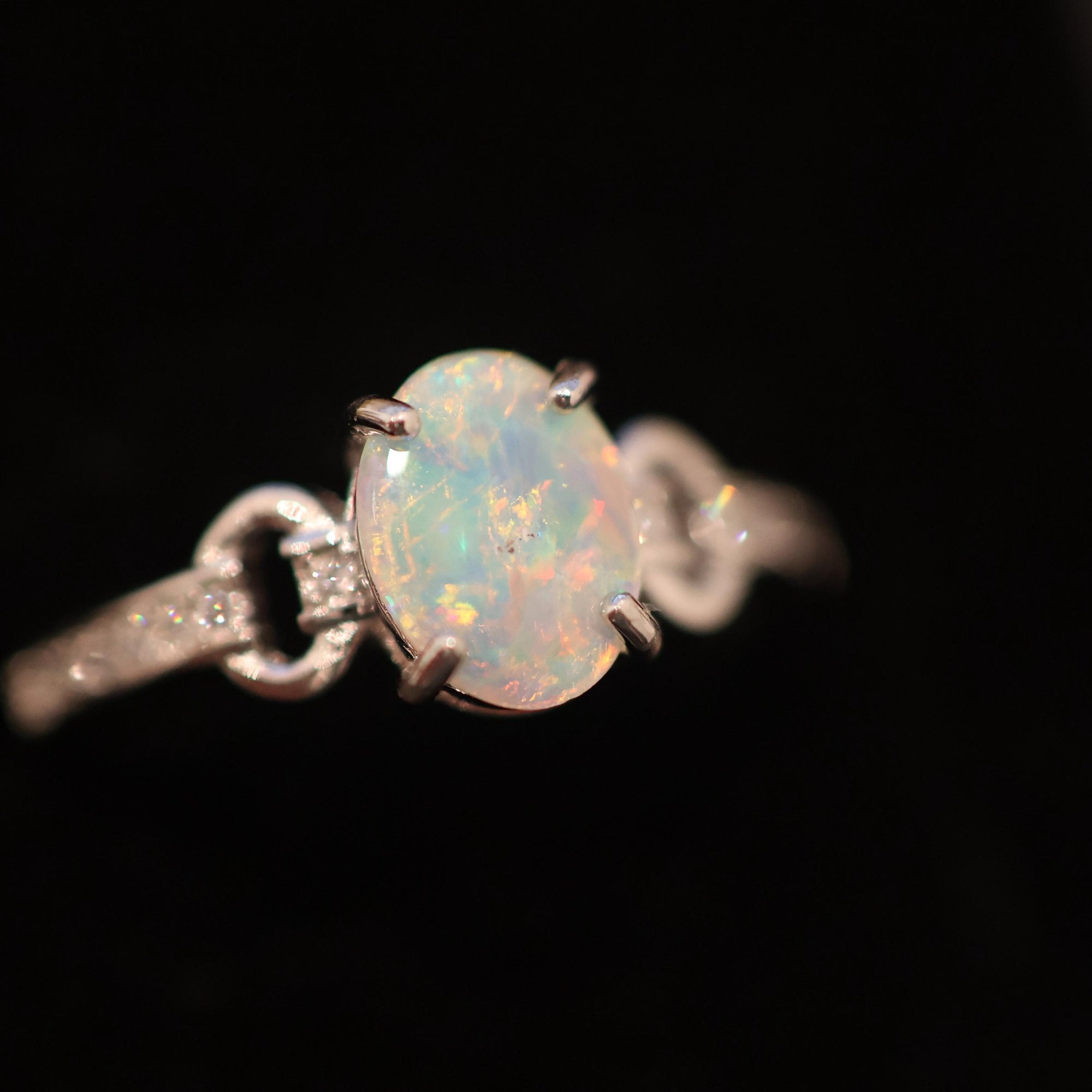 Classic Australian Black Opal Ring In 925 Sterling Silver With Cubic Zirconias