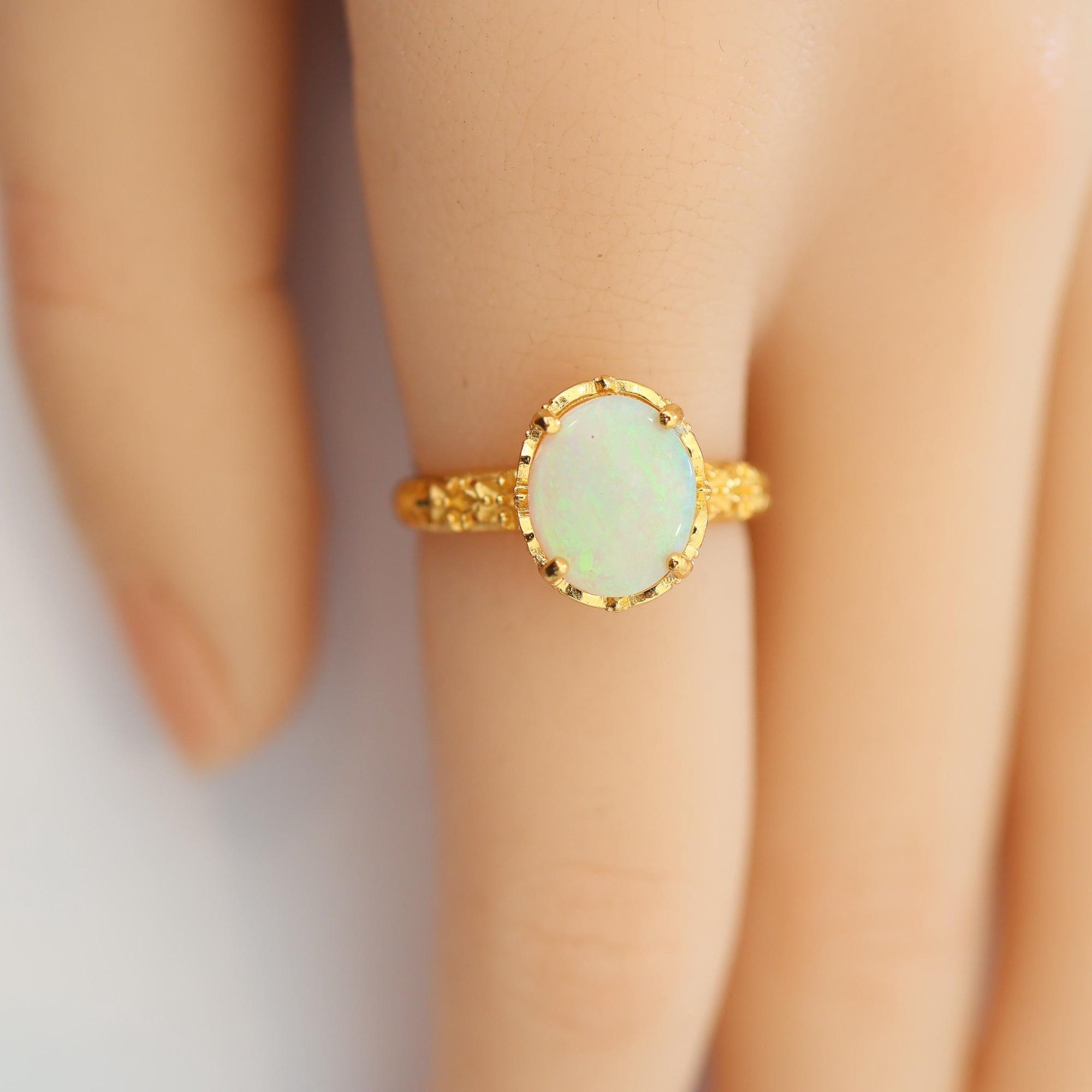 Green Australian Opal Ring