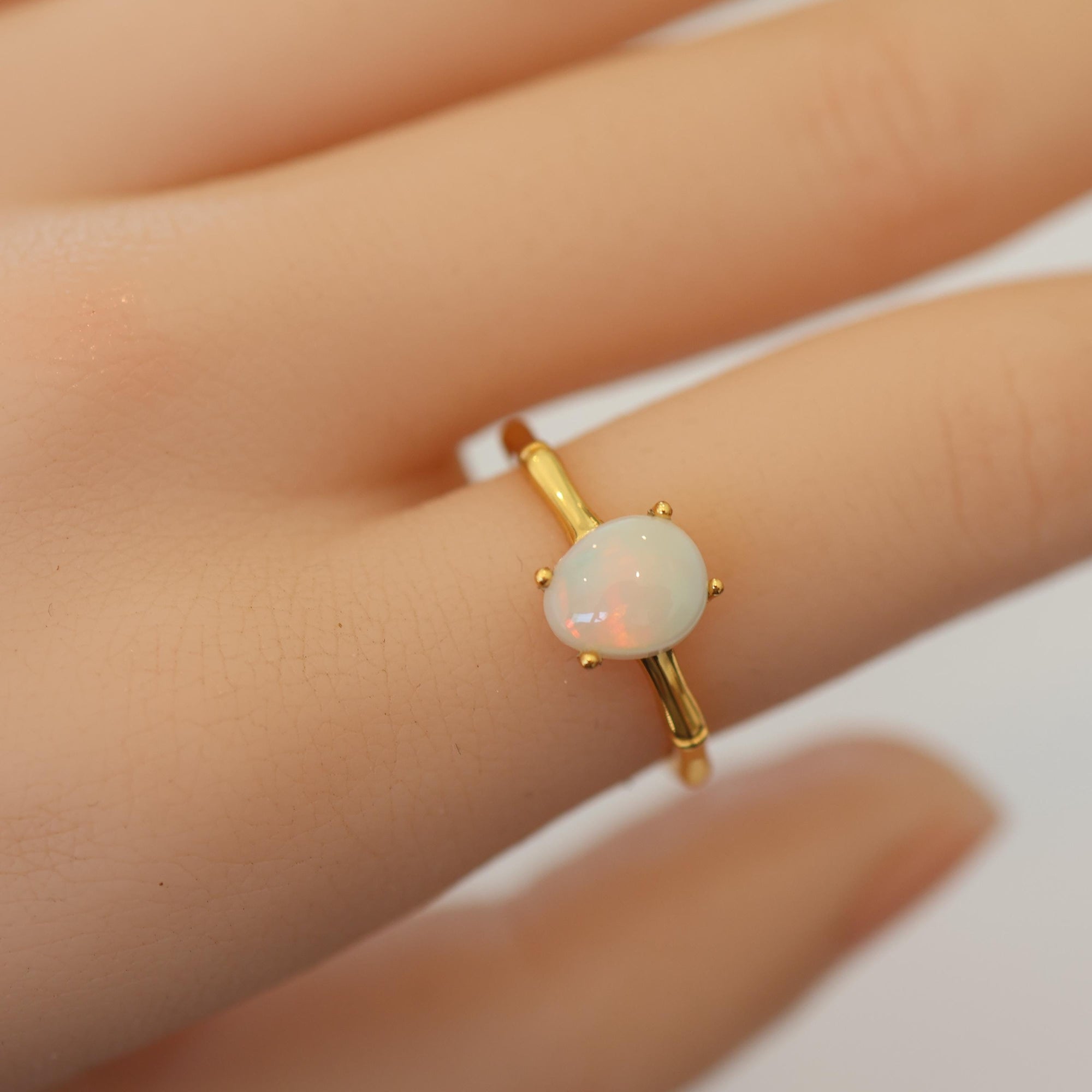 Red Aurora Australian Opal Ring