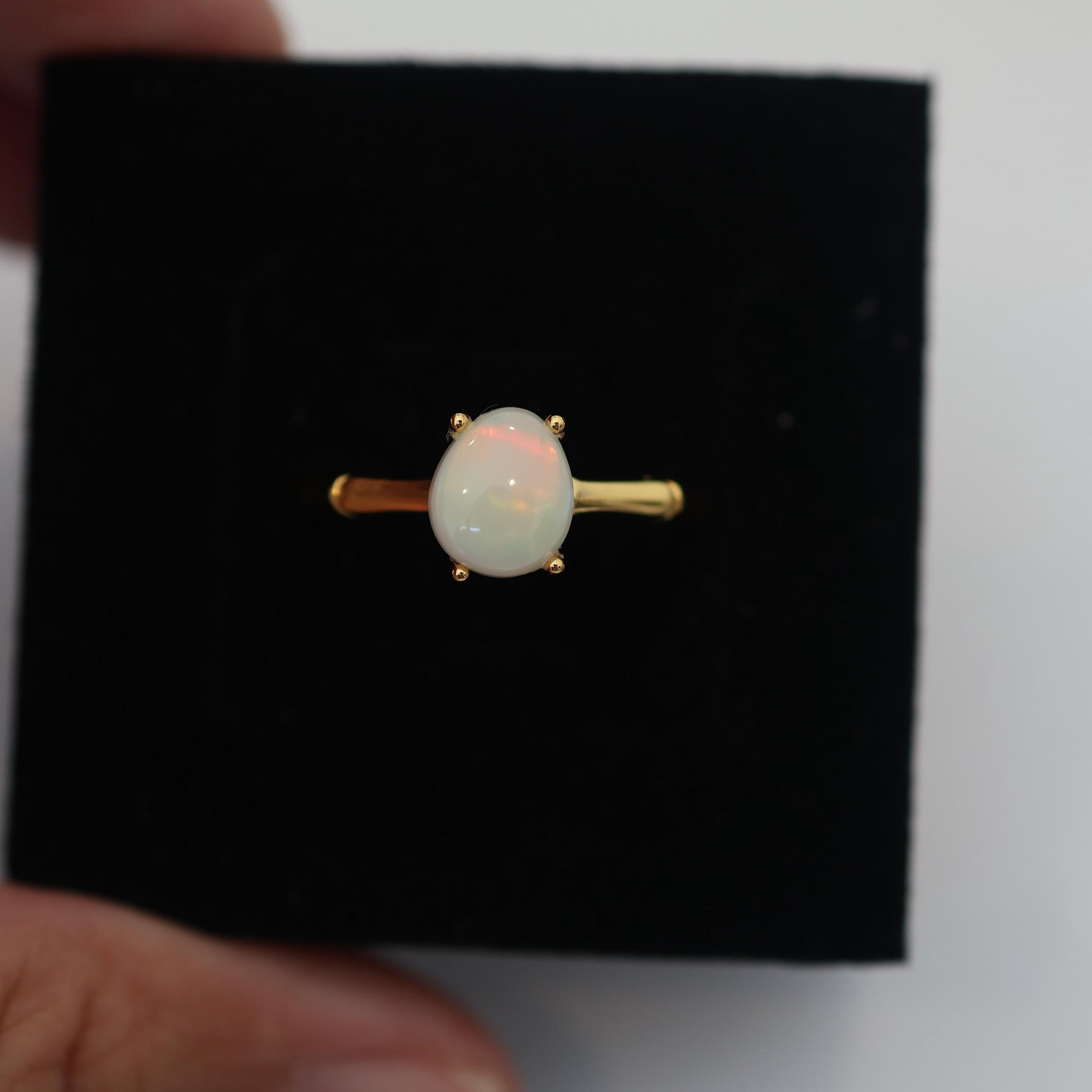 Red Aurora Australian Opal Ring
