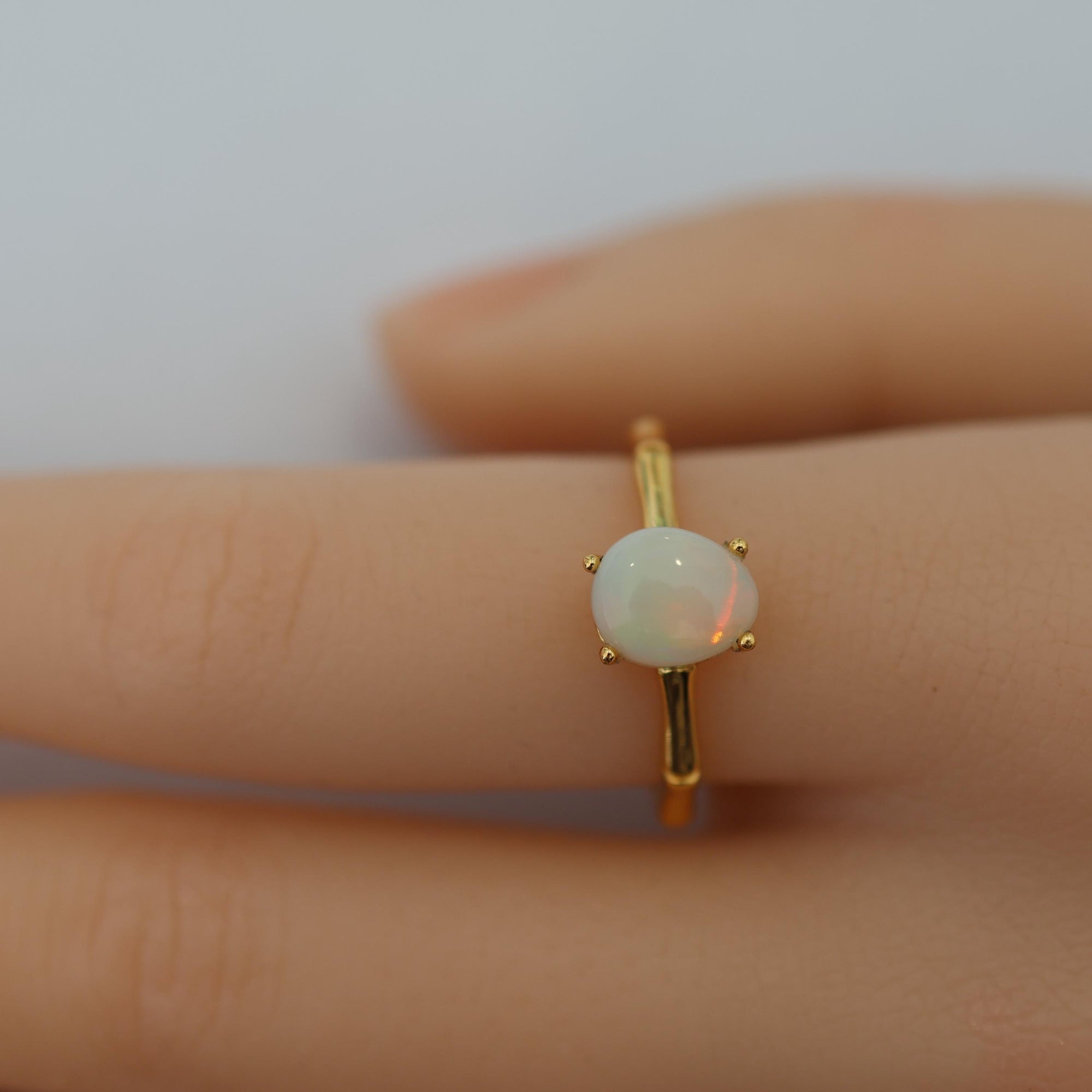 Red Aurora Australian Opal Ring