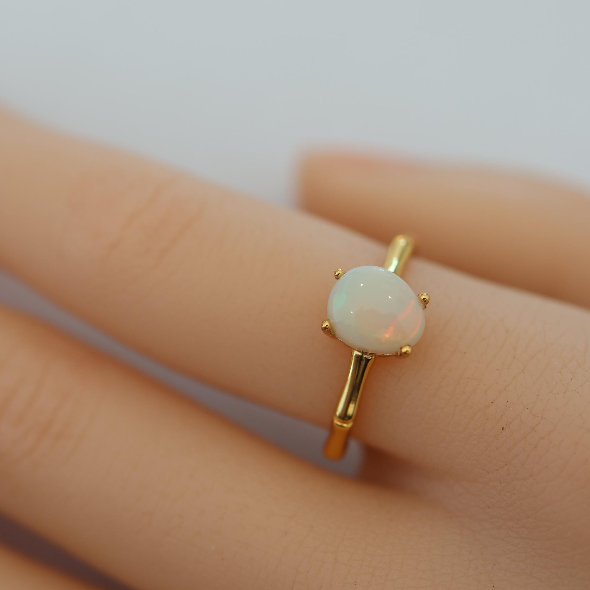 Red Aurora Australian Opal Ring