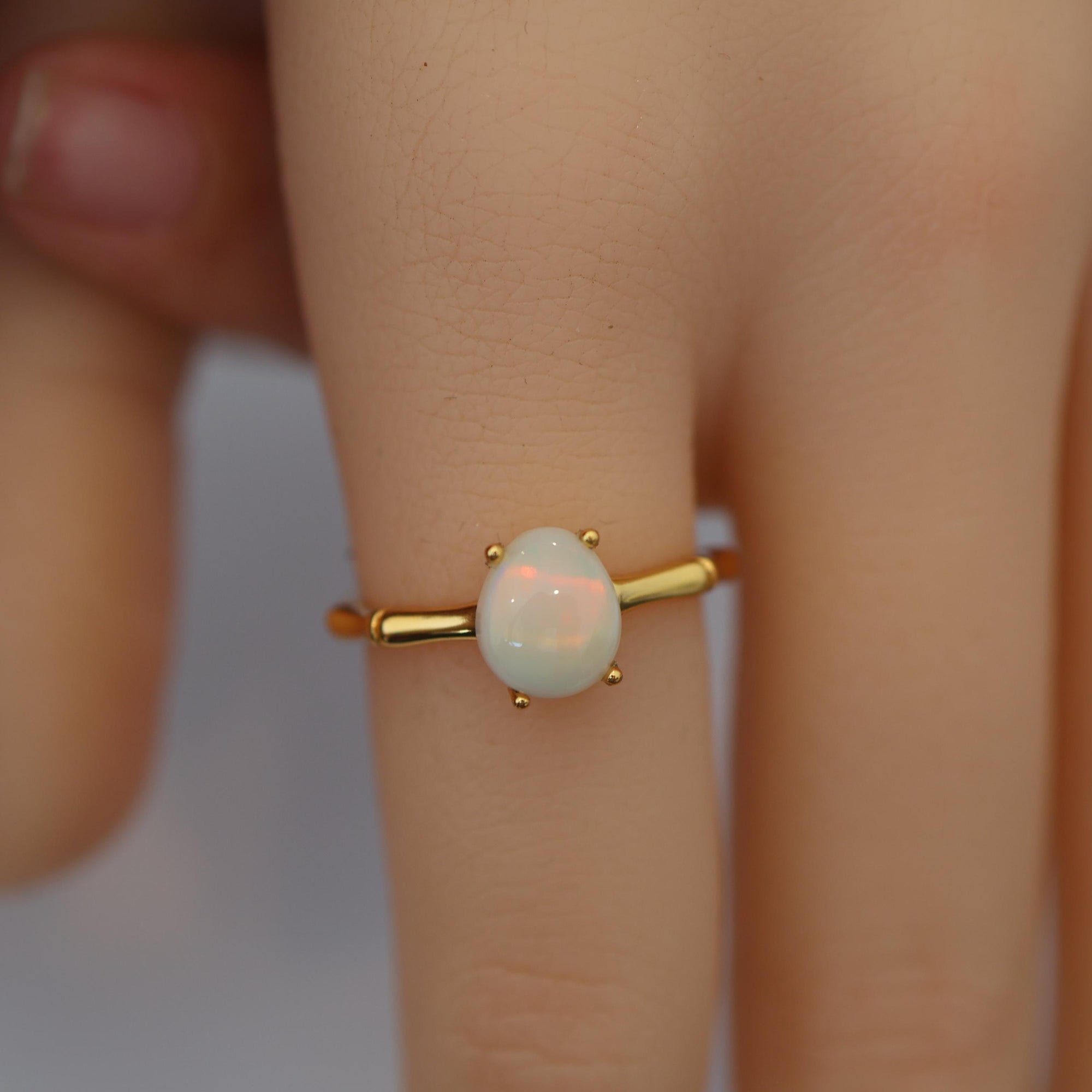 Red Aurora Australian Opal Ring