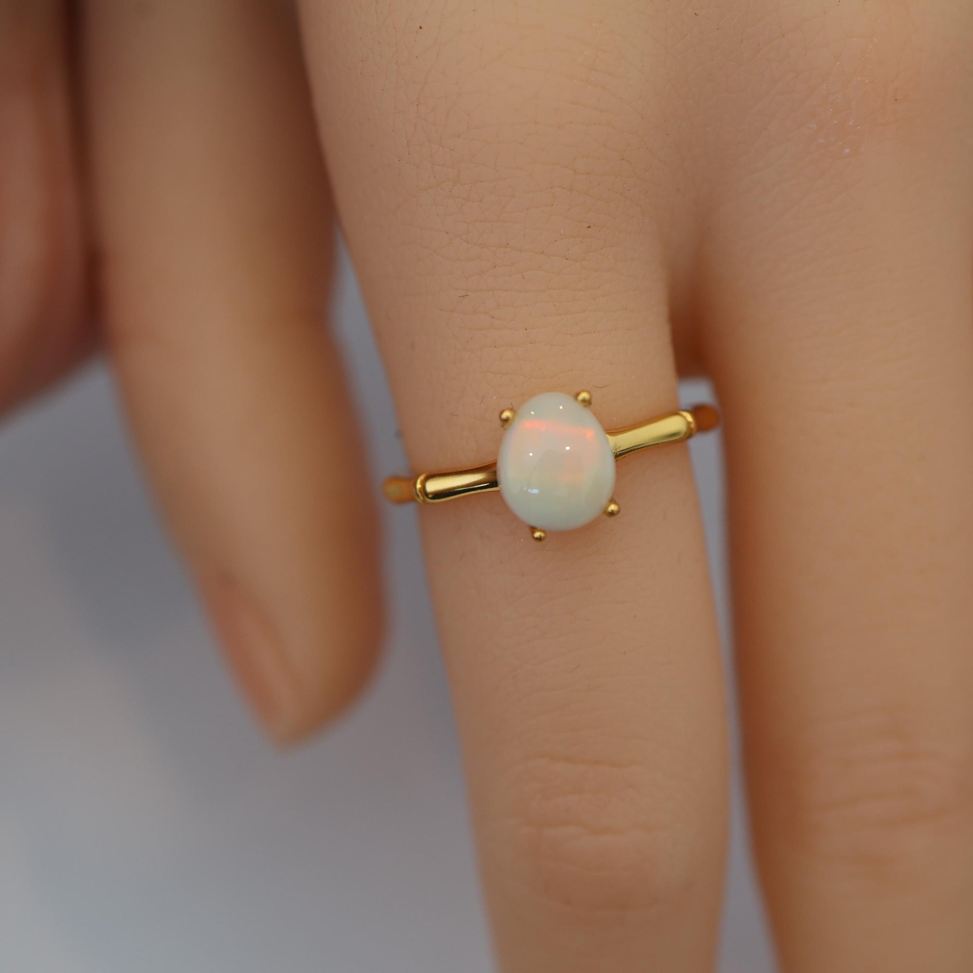 Red Aurora Australian Opal Ring