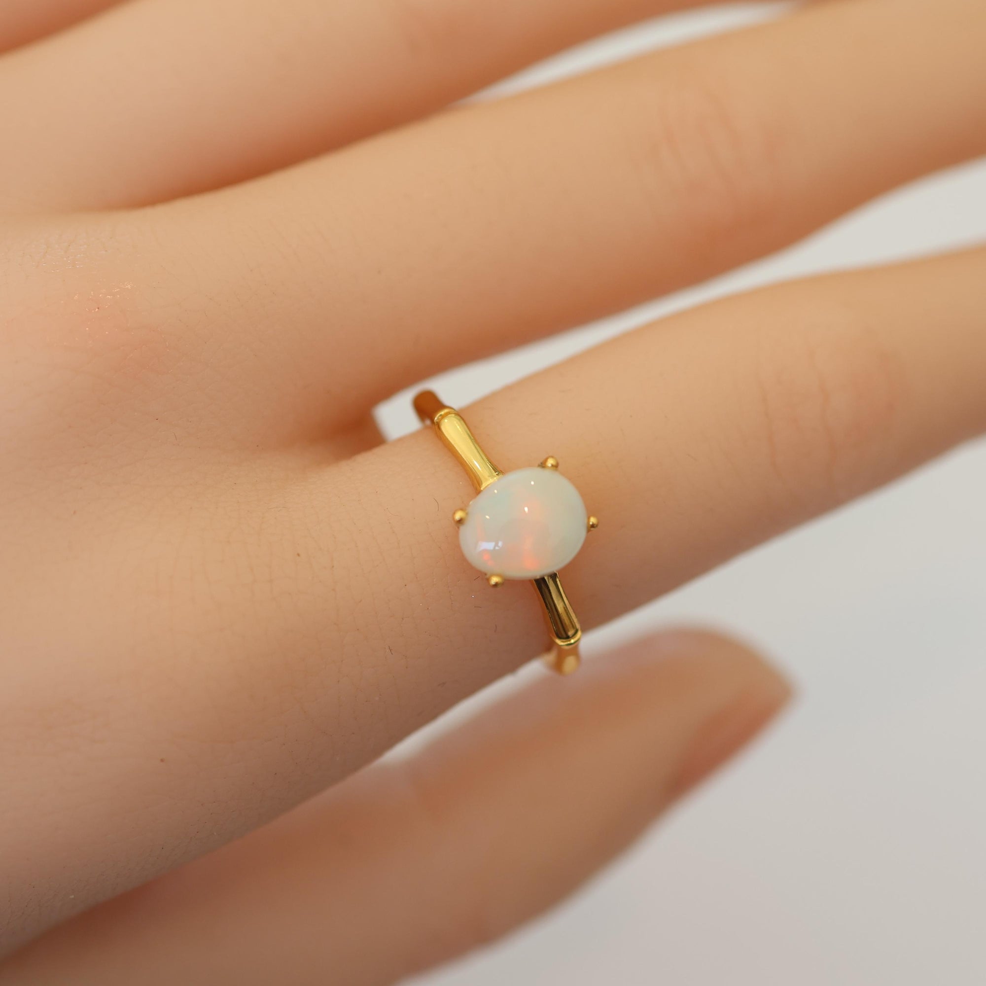Red Aurora Australian Opal Ring